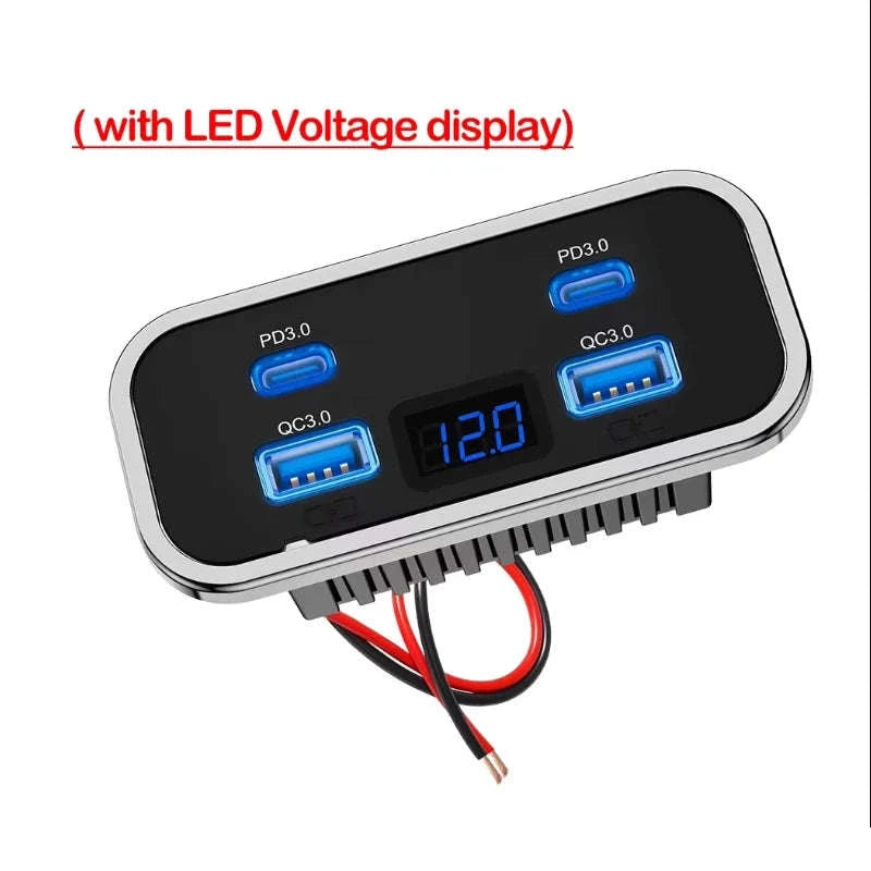 4-Port 12V/24V Car USB Socket Charger with Dual USB-C and Dual USB-A-2USB 2 Type C -B / China Mainland