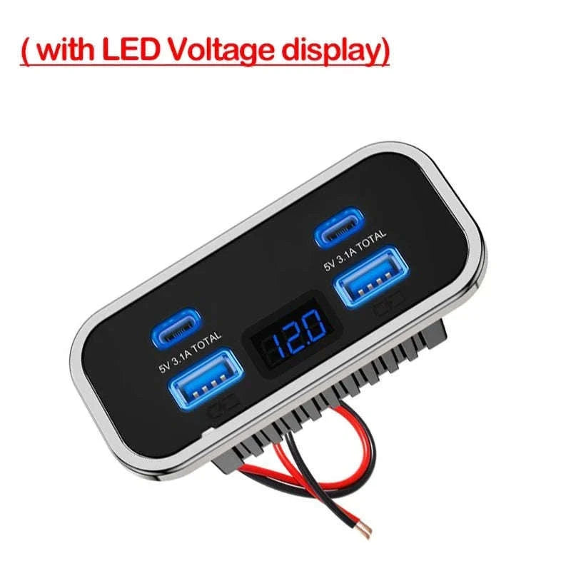 4-Port 12V/24V Car USB Socket Charger with Dual USB-C and Dual USB-A-2USB 2 Type C -B / China Mainland