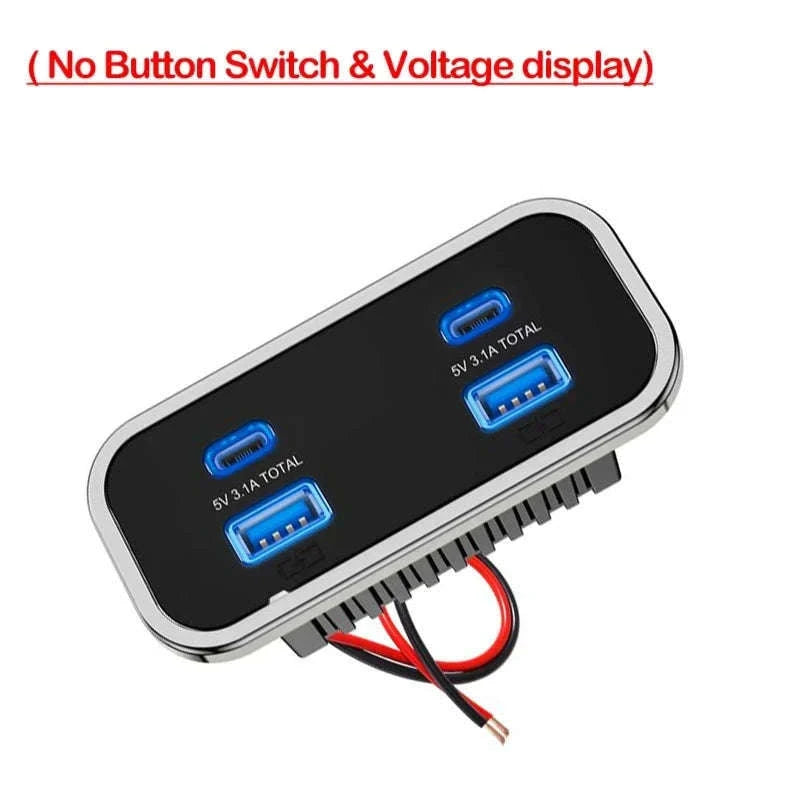 4-Port 12V/24V Car USB Socket Charger with Dual USB-C and Dual USB-A-2USB 2 Type C -B / China Mainland
