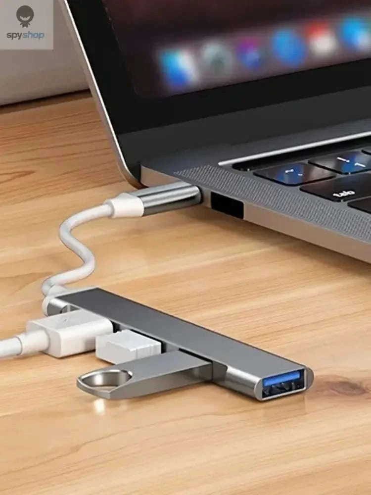 4-Port Type C USB 3.0 Hub Adapter – OTG Multi‑Splitter for Laptops and Mobile Devices-Silver