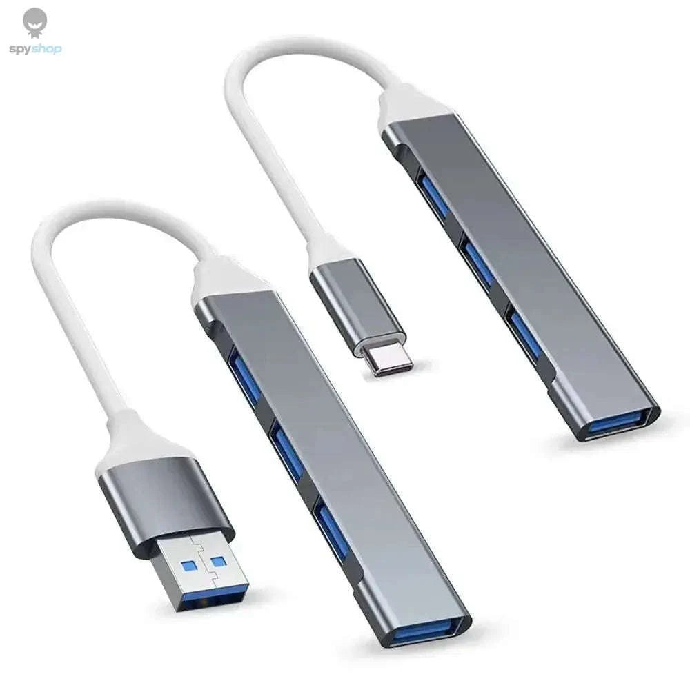 4-Port Type C USB 3.0 Hub Adapter – OTG Multi‑Splitter for Laptops and Mobile Devices-Silver
