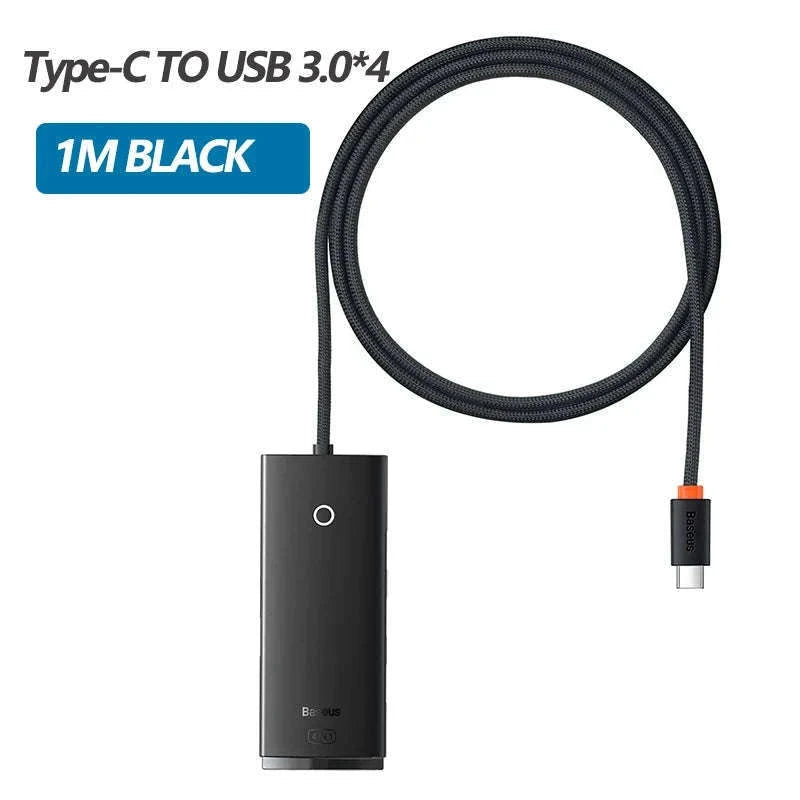 4-Port USB-C to USB 3.0 Hub Adapter, 5Gbps Transfer-USB A HUB 1m Black