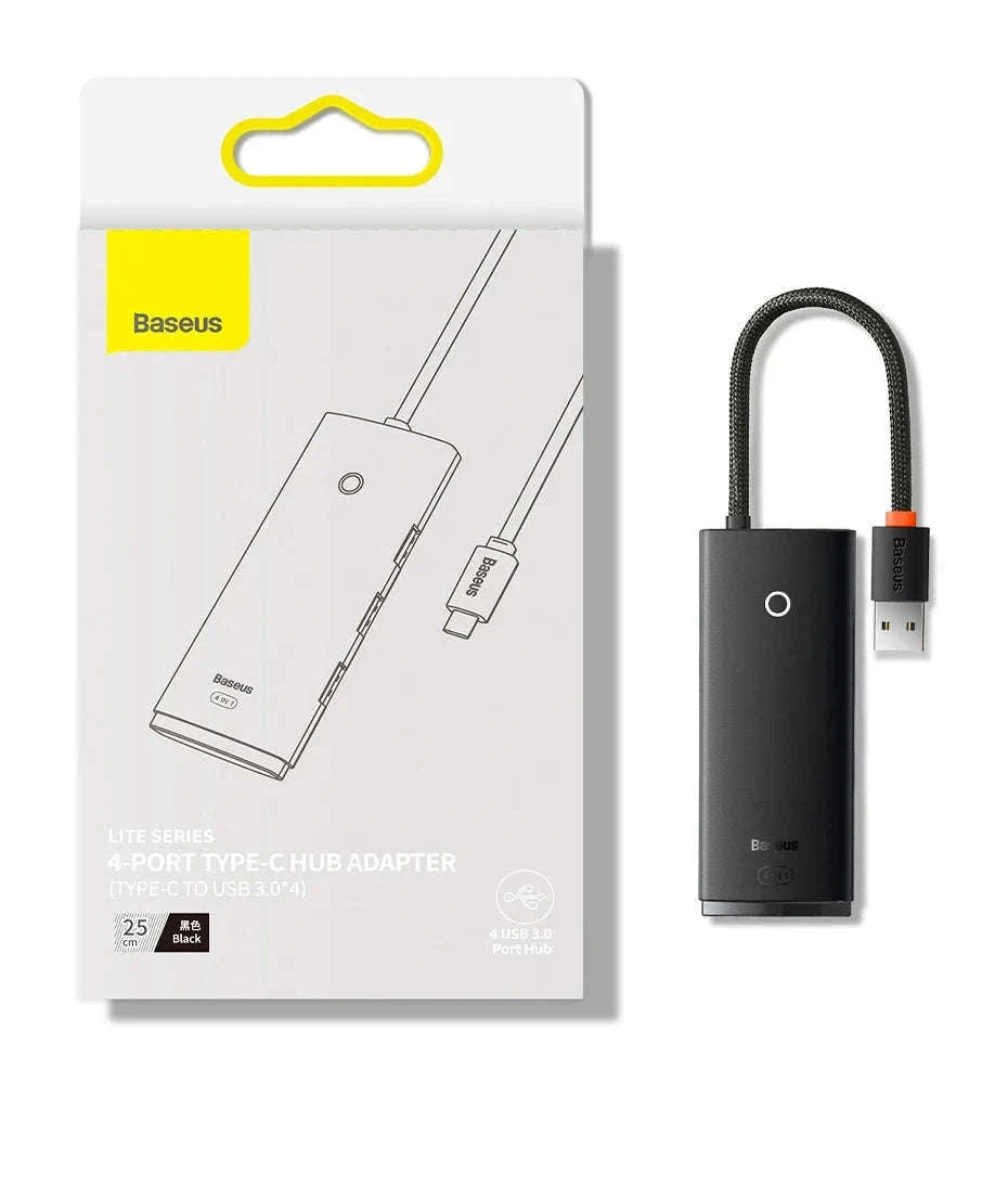 4-Port USB-C to USB 3.0 Hub Adapter, 5Gbps Transfer-USB A HUB 1m Black