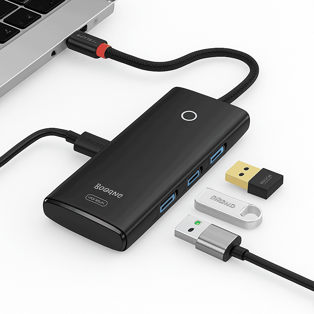 4-Port USB-C to USB 3.0 Hub Adapter, 5Gbps Transfer-USB A HUB 1m Black