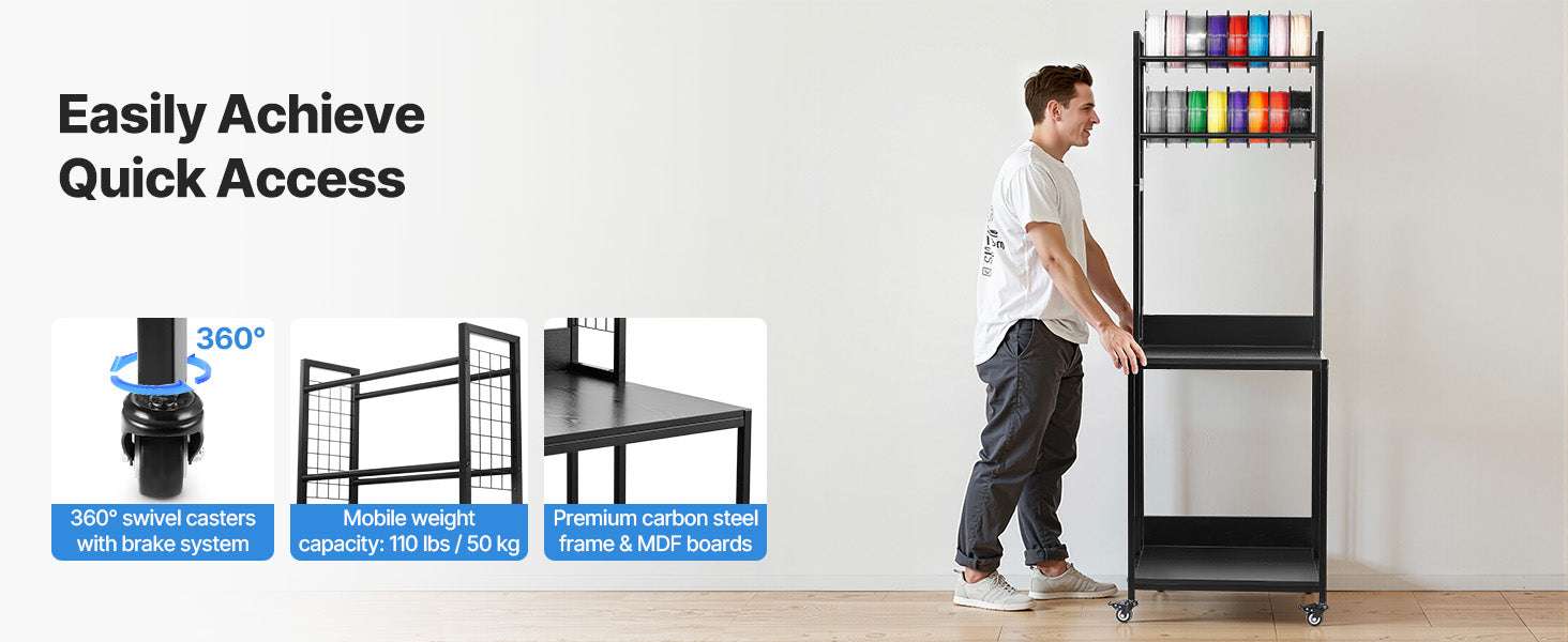 4-Tier 3D Printer Filament Storage Rack with Wheels & Stand-4 Tier / United States