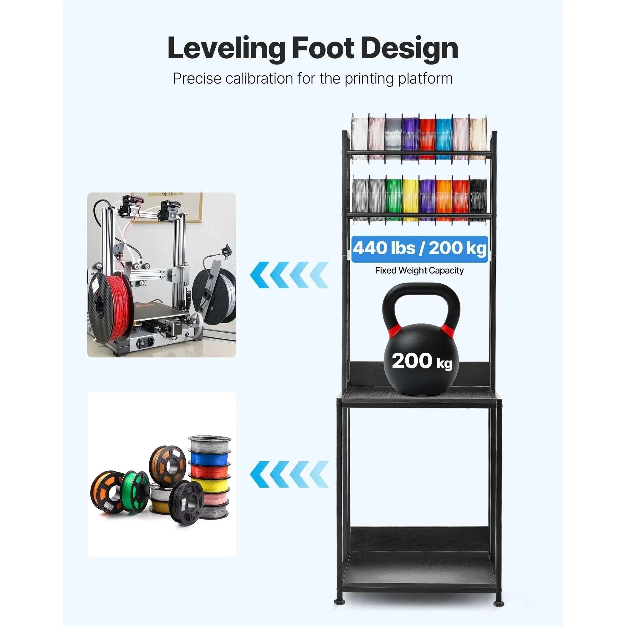 4-Tier 3D Printer Filament Storage Rack with Wheels & Stand-4 Tier / United States