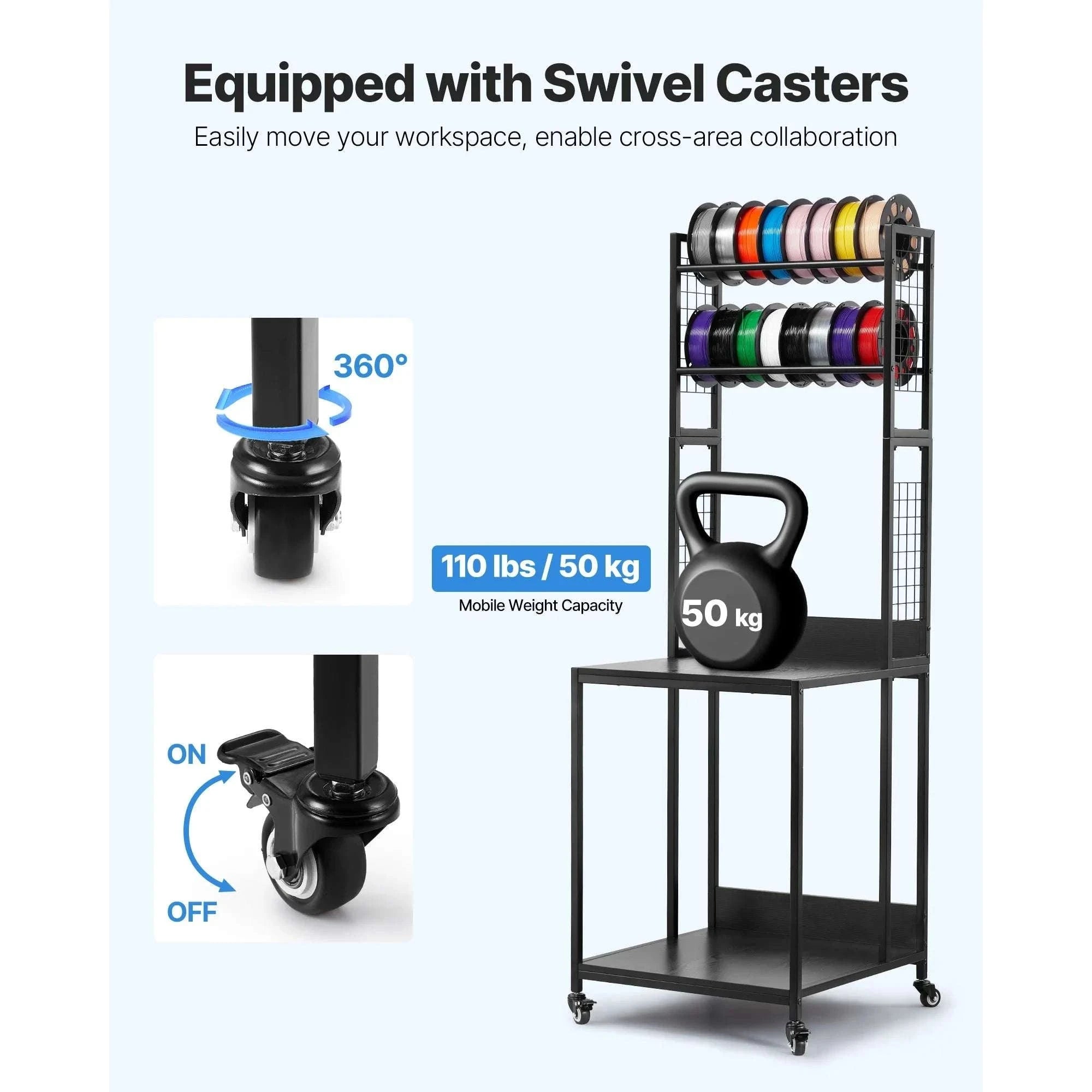 4-Tier 3D Printer Filament Storage Rack with Wheels & Stand-4 Tier / United States