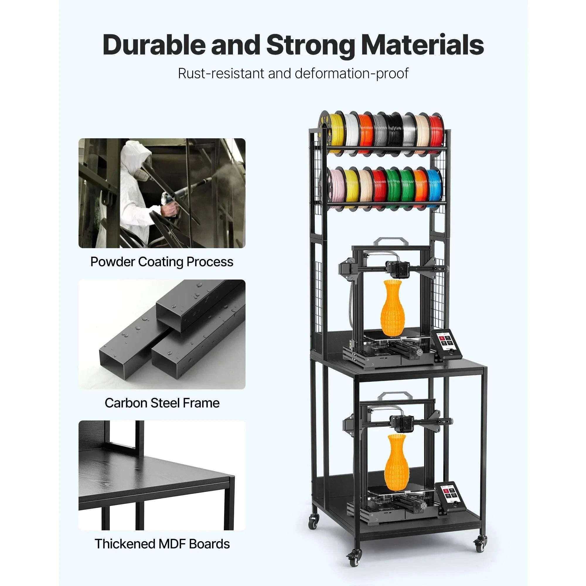 4-Tier 3D Printer Filament Storage Rack with Wheels & Stand-4 Tier / United States