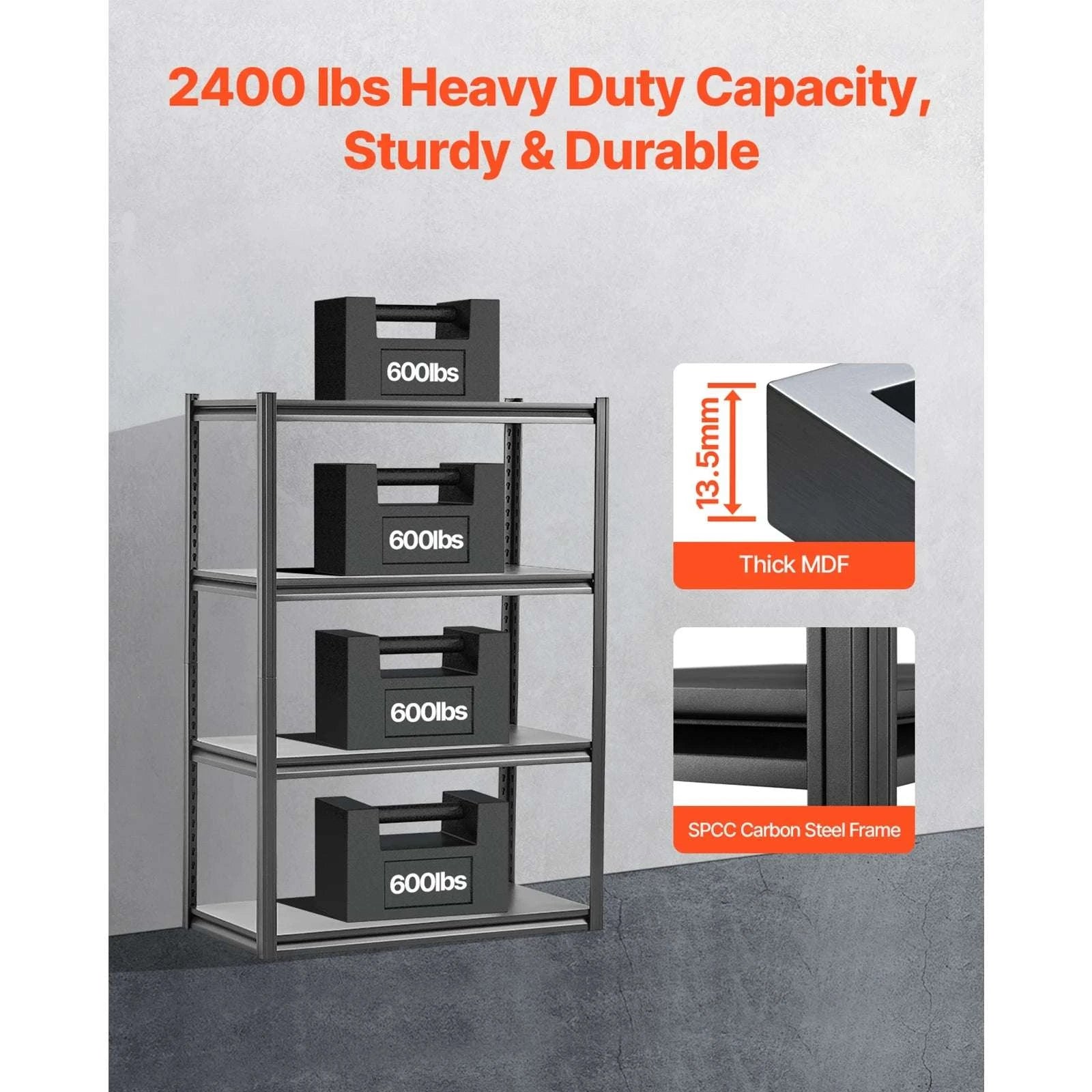 4-Tier Adjustable Garage Storage Shelves 2400 lb Heavy Duty Rack-20 x 40 x 57 in / UNITED KINGDOM