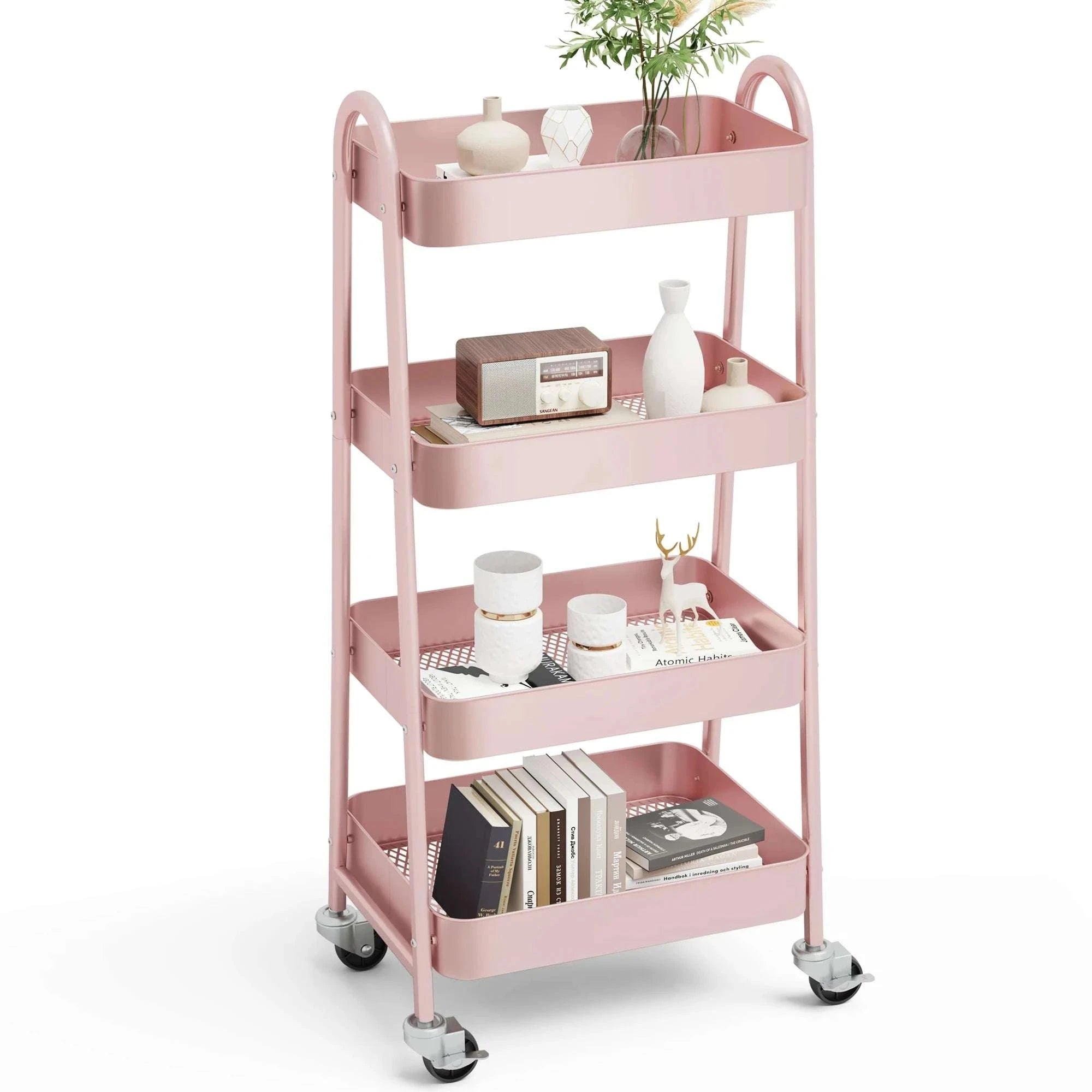 4-Tier Rolling Storage Cart with Lockable Wheels for Narrow Spaces-green / United States