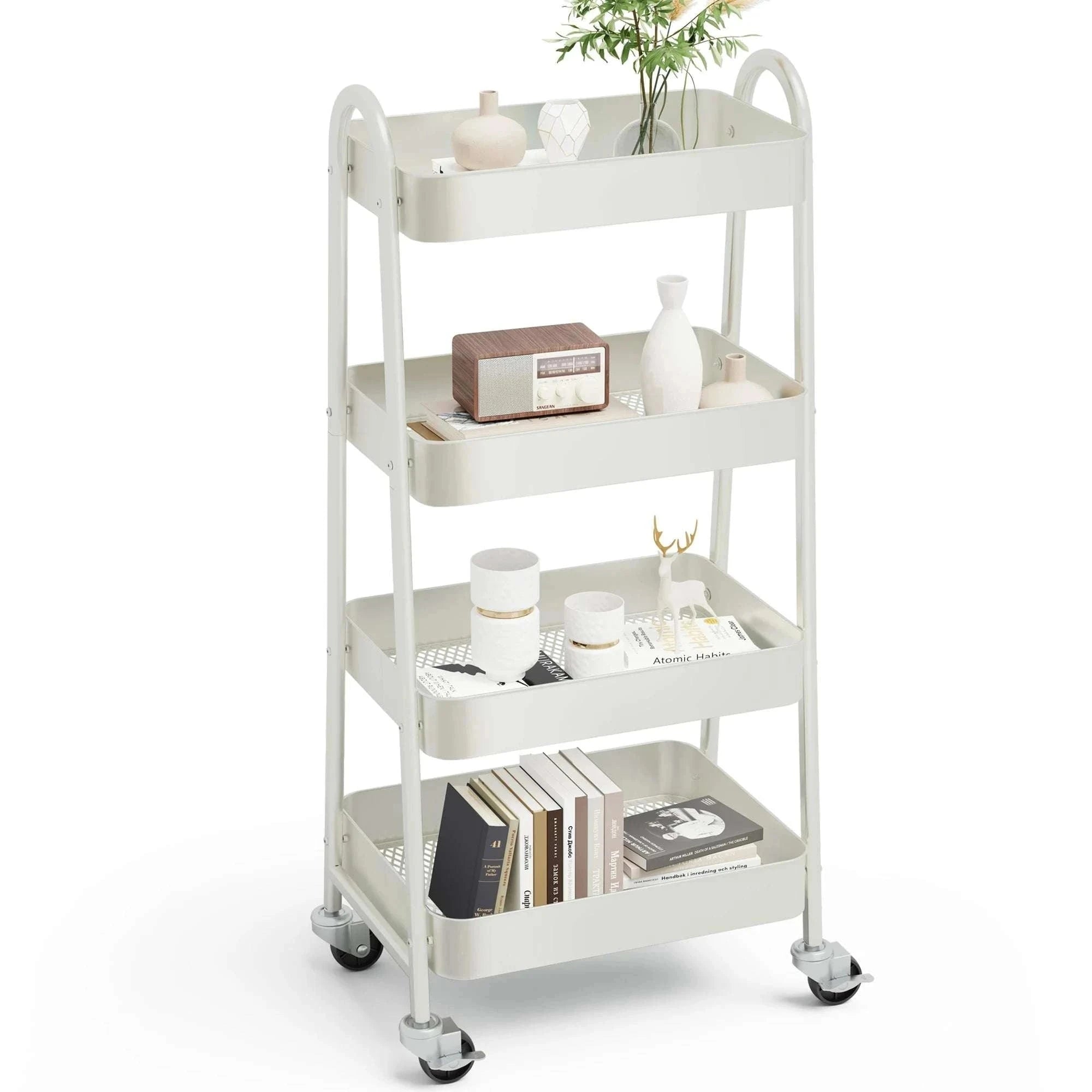 4-Tier Rolling Storage Cart with Lockable Wheels for Narrow Spaces-green / United States