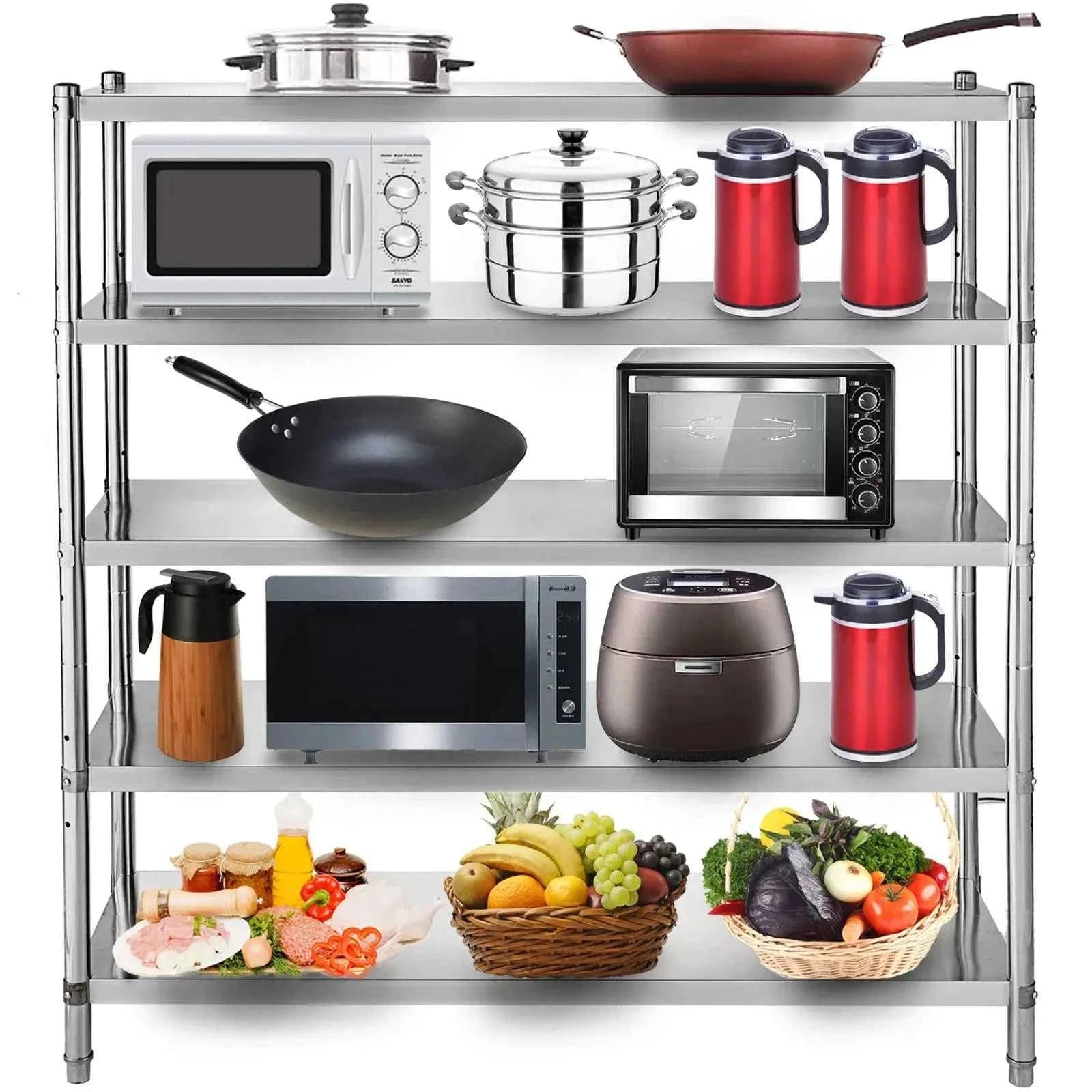 4-Tier Stainless Steel Storage Rack Shelf-4 Tier 58.5in x 17in / Germany