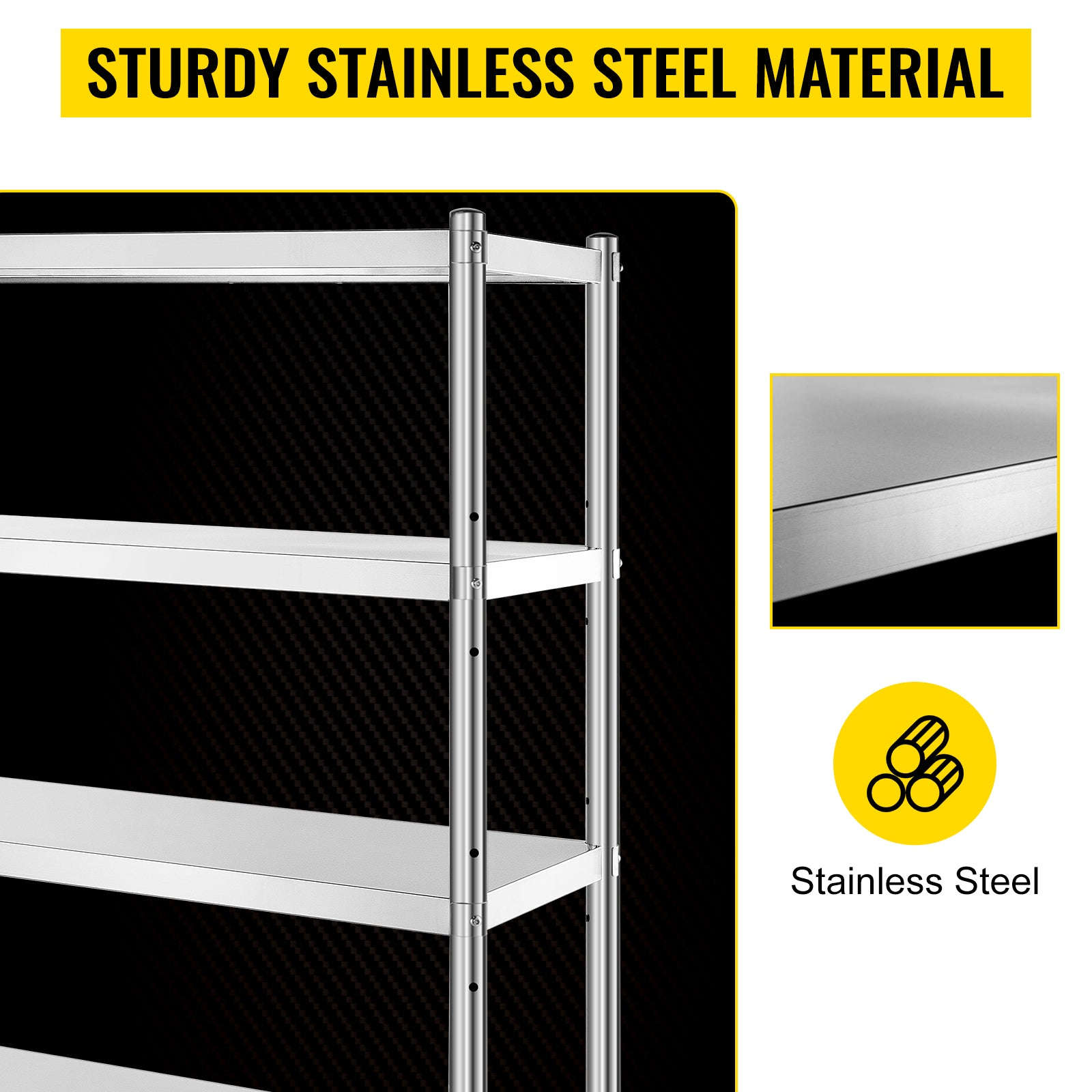 4-Tier Stainless Steel Storage Rack Shelf-4 Tier 58.5in x 17in / Germany