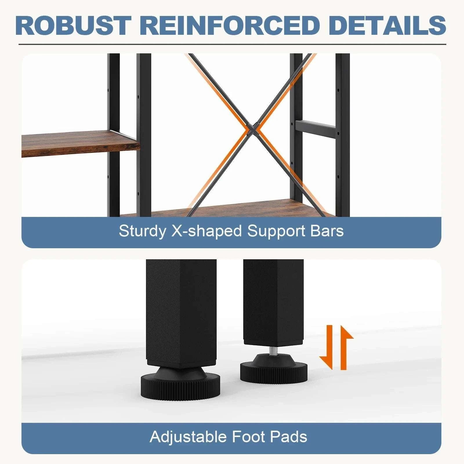 4-Tier Wide Bookshelf with Adjustable Shelves and Metal Frame-black / United States