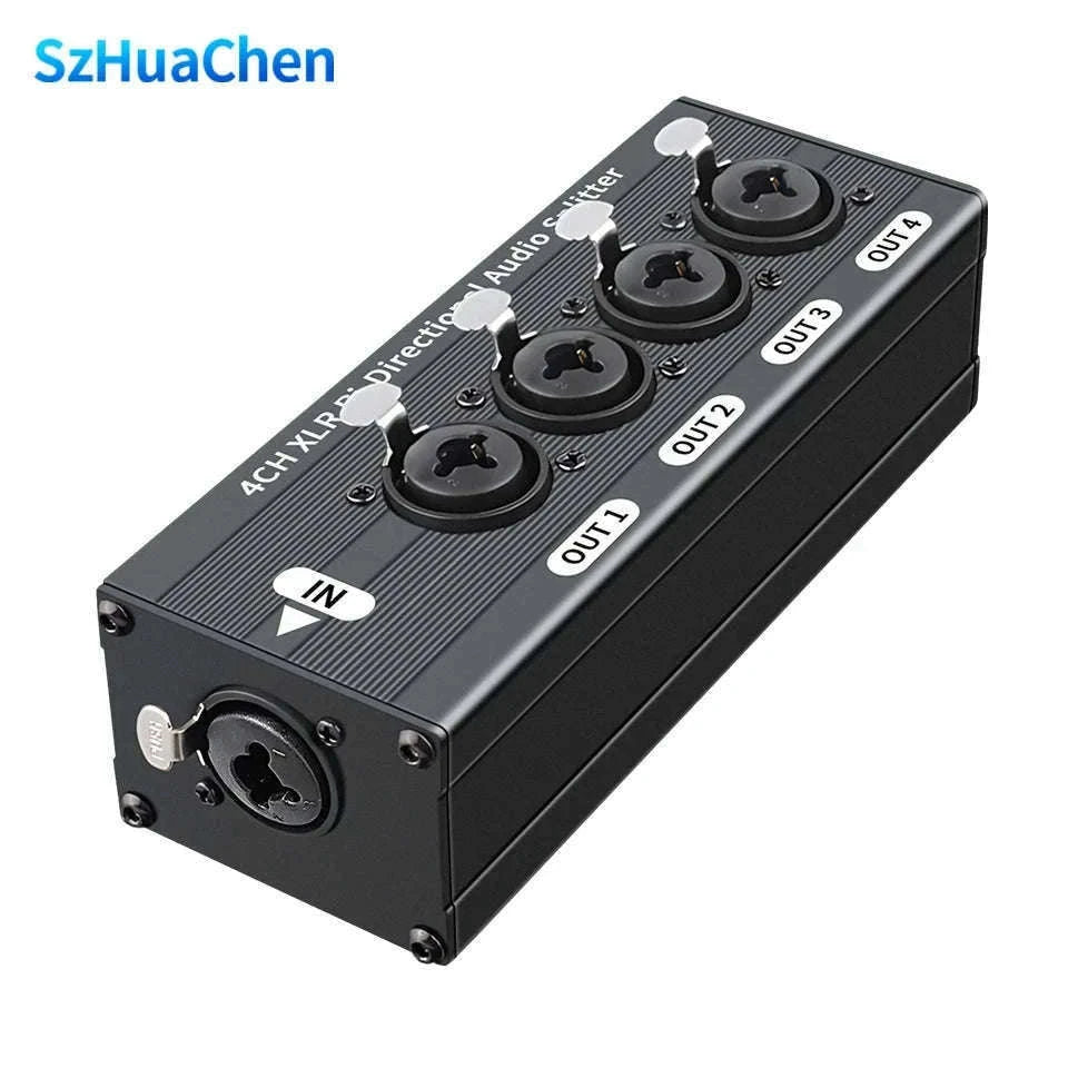 4-Way XLR Balanced Audio Splitter Box – 1 Input to 4 Outputs-Mode A