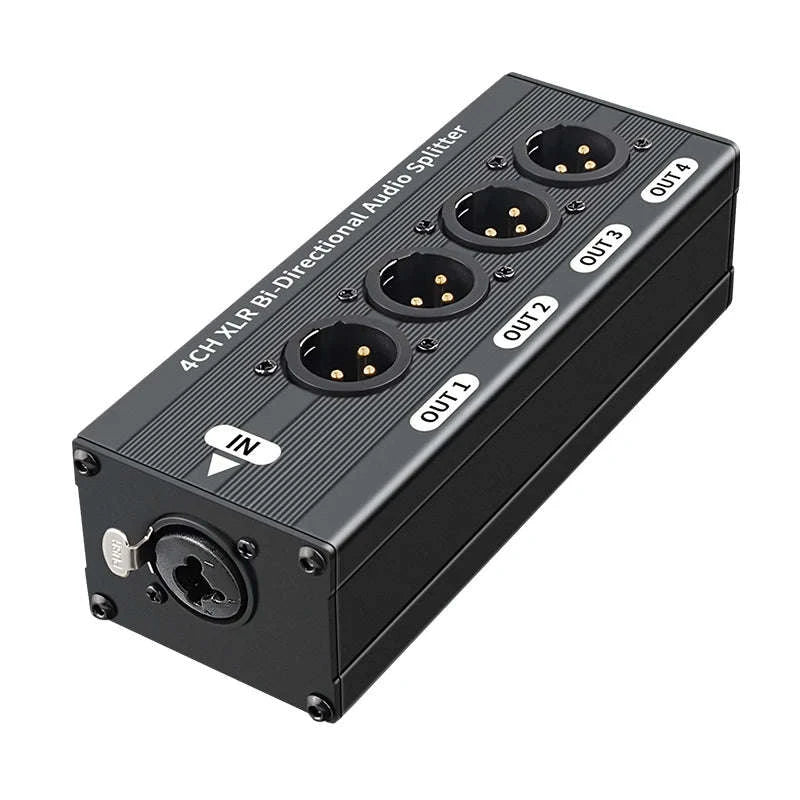 4-Way XLR Balanced Audio Splitter Box – 1 Input to 4 Outputs-Mode A