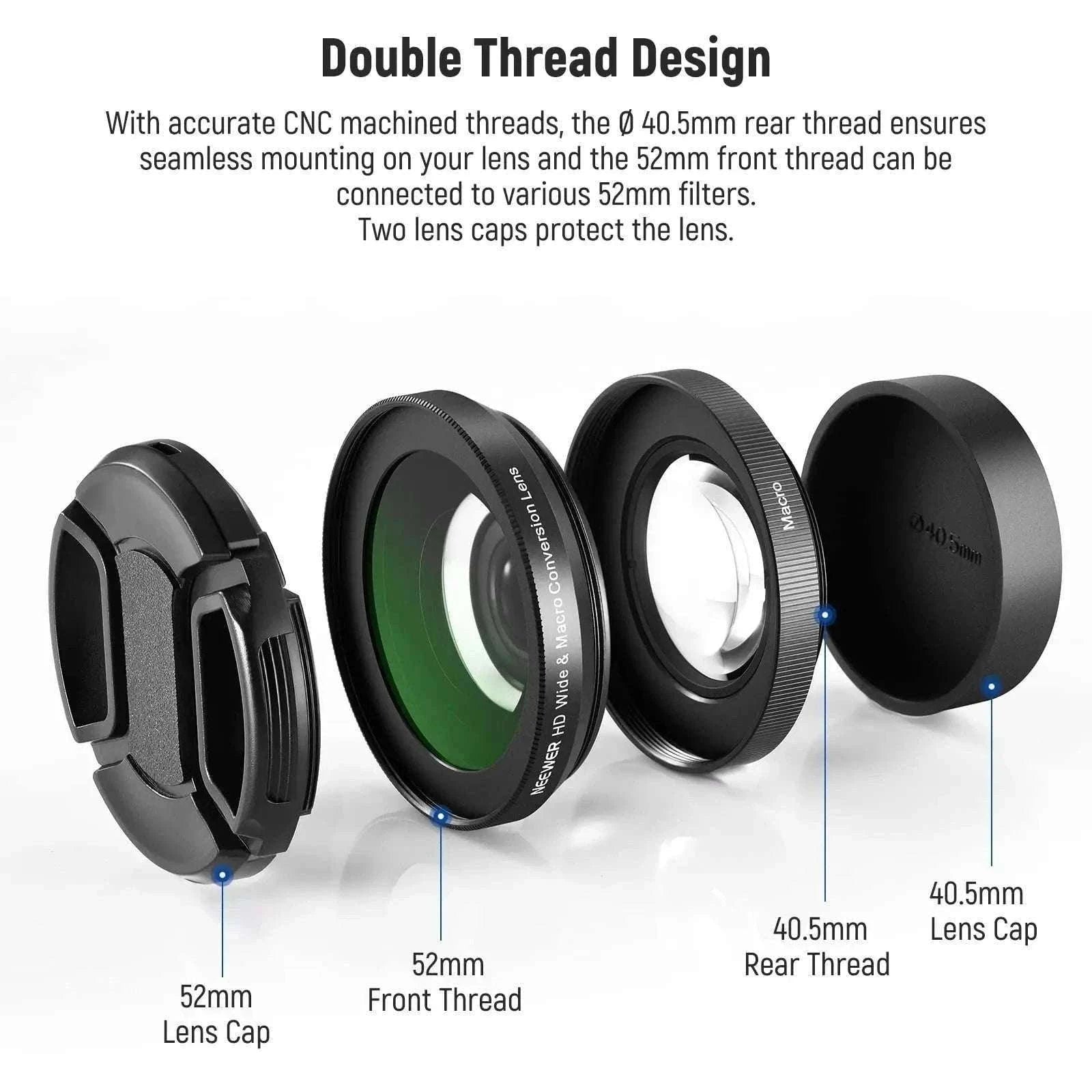 40.5mm 2-in-1 Wide Angle & 10X Macro Lens for Sony ZV-E10 ZV-1F-China Mainland