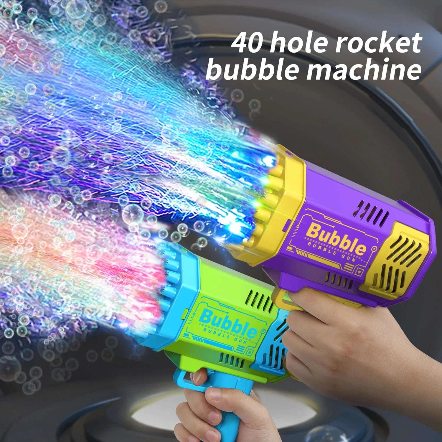 40‑Hole Fully Automatic Bubble Machine with Lights-PURPLE