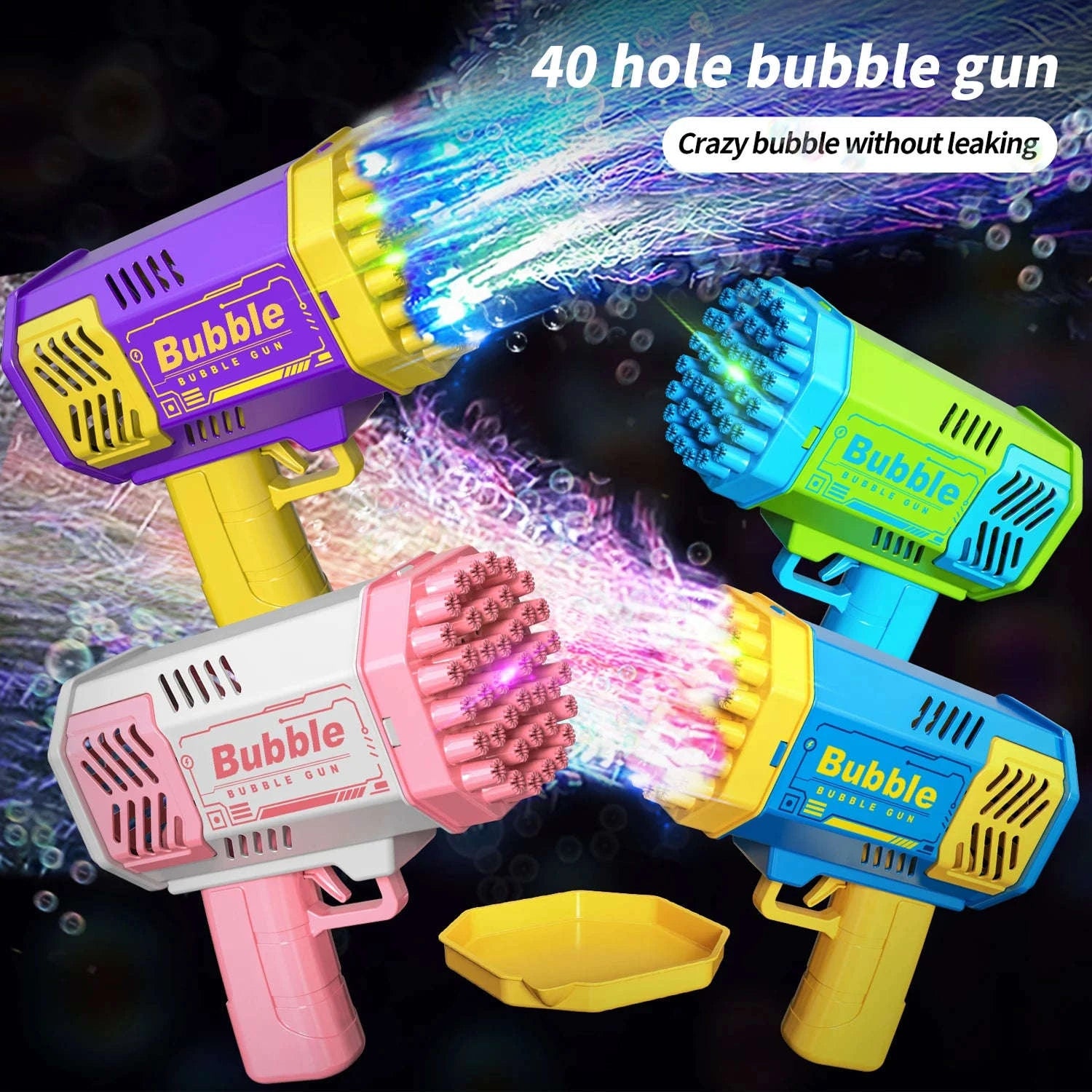 40‑Hole Fully Automatic Bubble Machine with Lights-PURPLE
