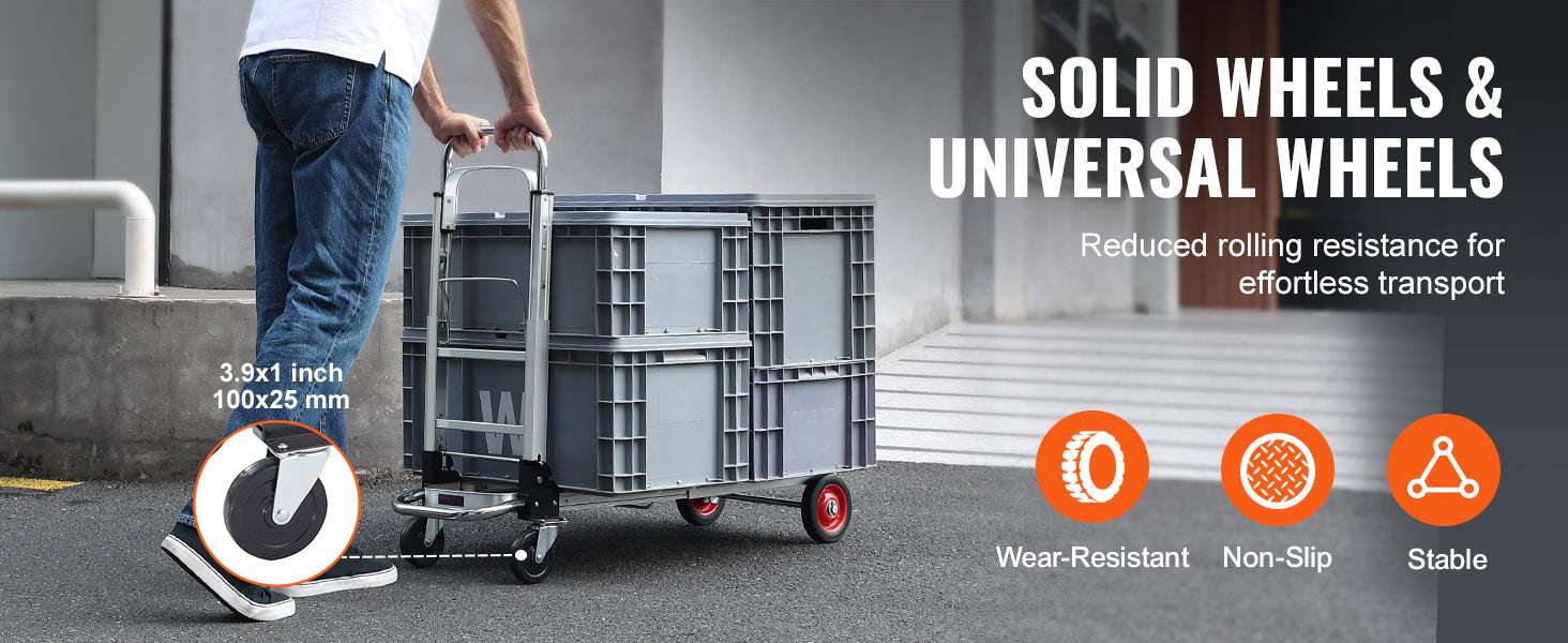 400 lb Folding Hand Truck Dolly 2-in-1 Convertible Utility Cart-400lbs / Poland