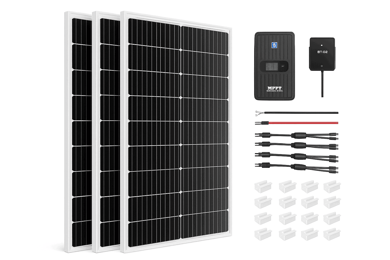 400 Watt 12 Volt Solar Panel Kit for Off-Grid Home, RV, Boat-black / United States