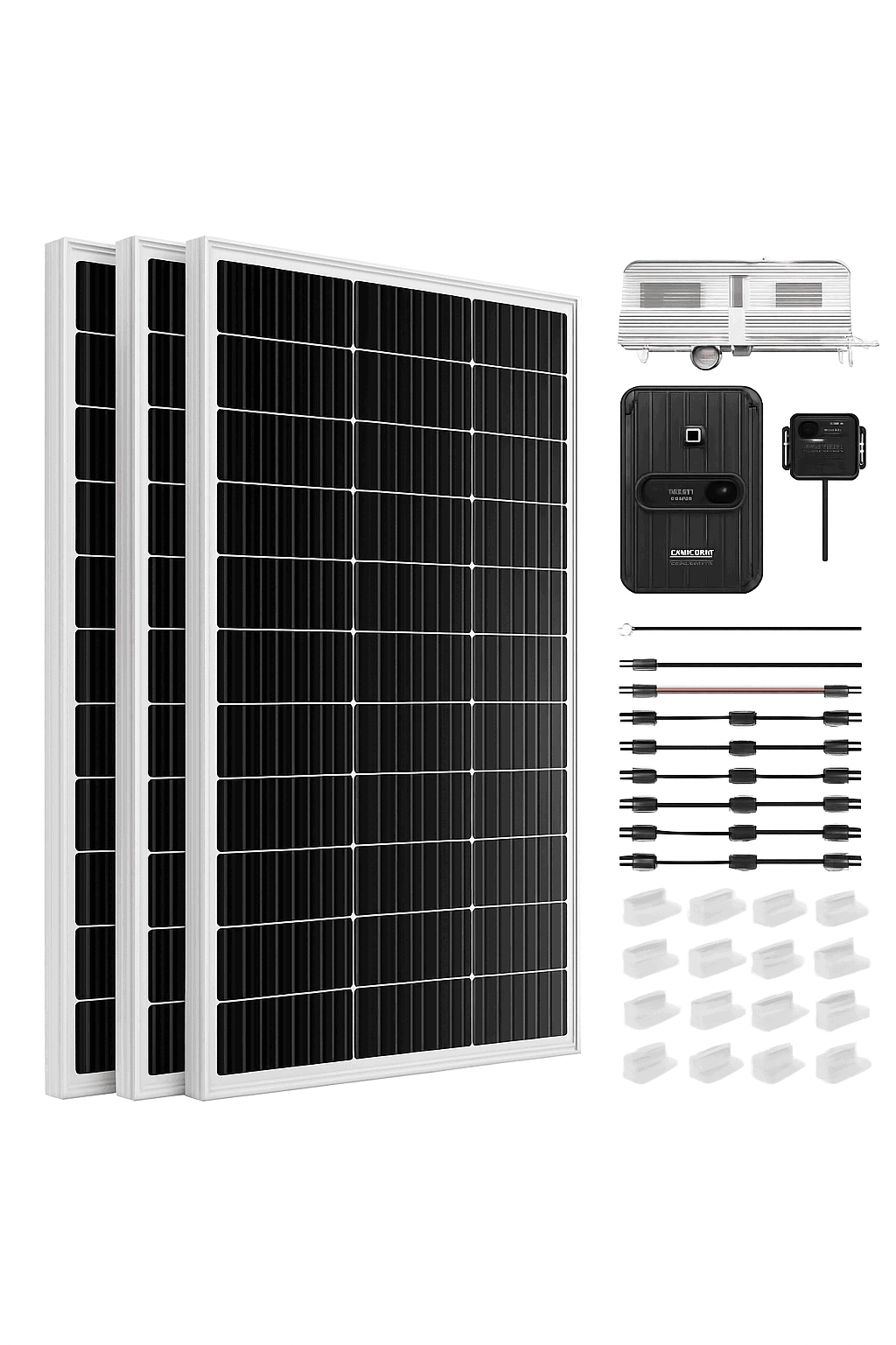 400 Watt 12 Volt Solar Panel Kit for Off-Grid Home, RV, Boat-black / United States