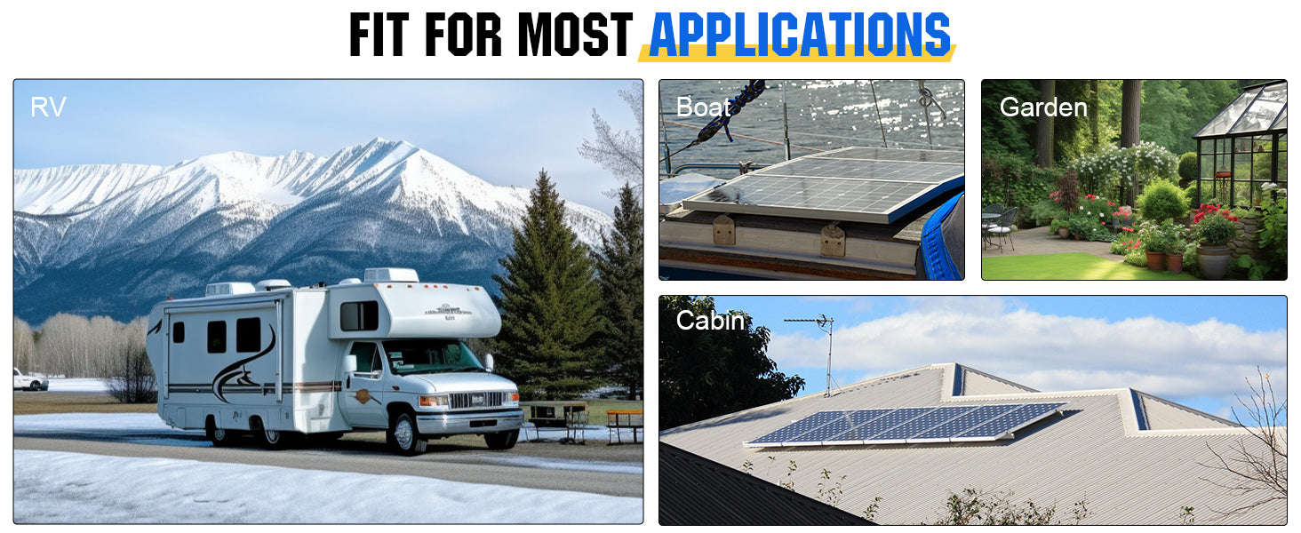 400 Watt 12 Volt Solar Panel Kit for Off-Grid Home, RV, Boat-black / United States