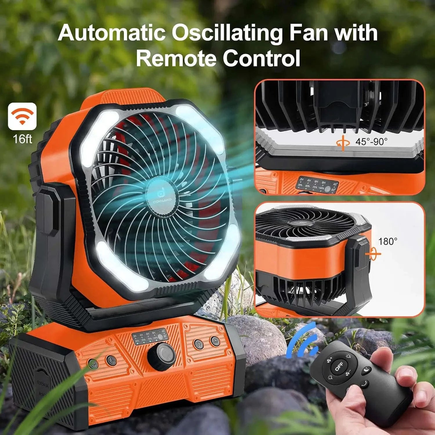 40000mAh Camping Fan with LED Light, Oscillating Timer-United States