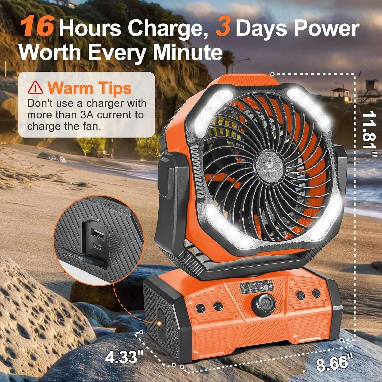 40000mAh Camping Fan with LED Light, Oscillating Timer-United States
