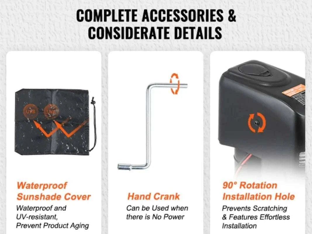 4000LB Electric Trailer Jack with LED Light & Waterproof Cover-United States