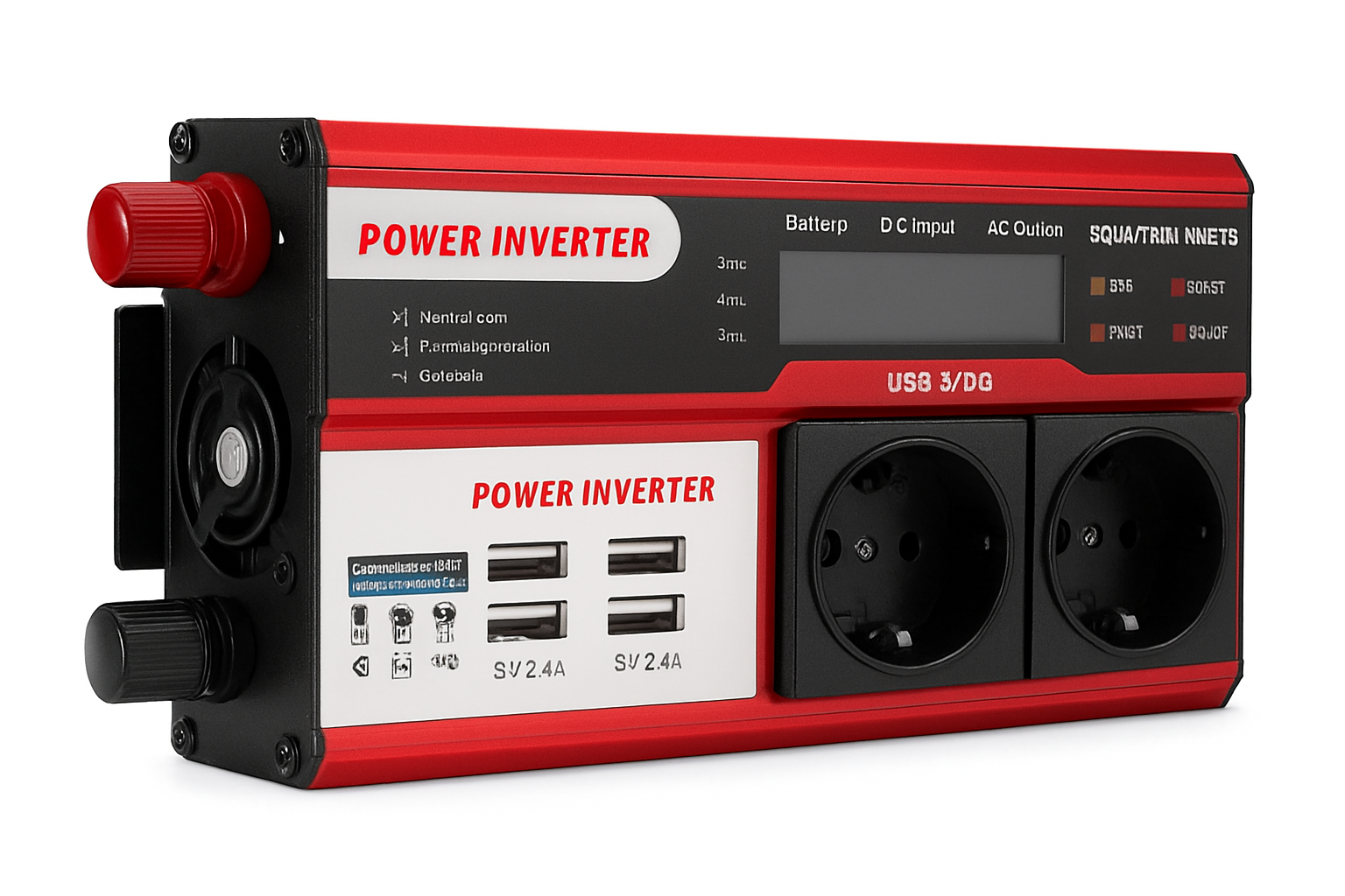 Inversor de Energia 4000W 3000W DC 12V para AC 220V 230V com Transformador, 4 Tomadas USB UE e Ecrã LED para Carregamento