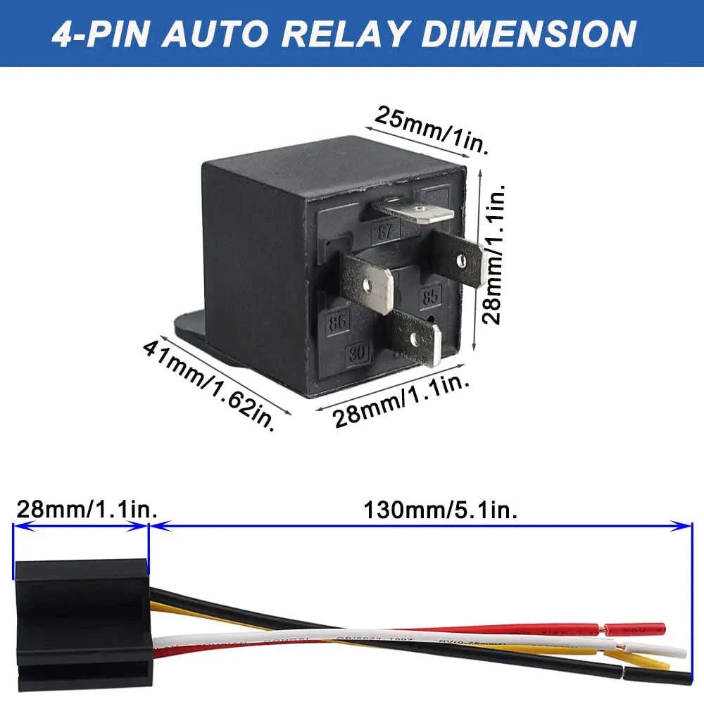 40A 4‑Pin 12V Automotive Relay with Interlocking Socket-12V 4P
