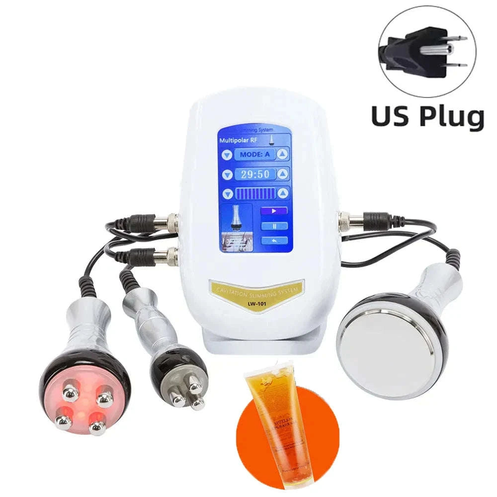 40K 3-in-1 Cavitation Body Slimming Machine Facial Massager-With Base and Gel / US Plug / United States