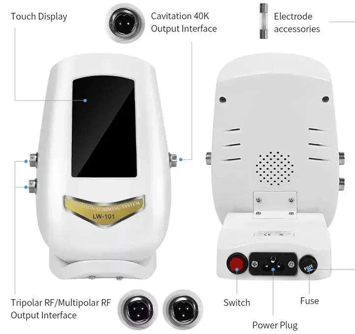 40K 3-in-1 Cavitation Body Slimming Machine Facial Massager-With Base and Gel / US Plug / United States