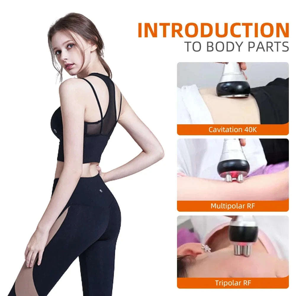 40K 3-in-1 Cavitation Body Slimming Machine Facial Massager-With Base and Gel / US Plug / United States