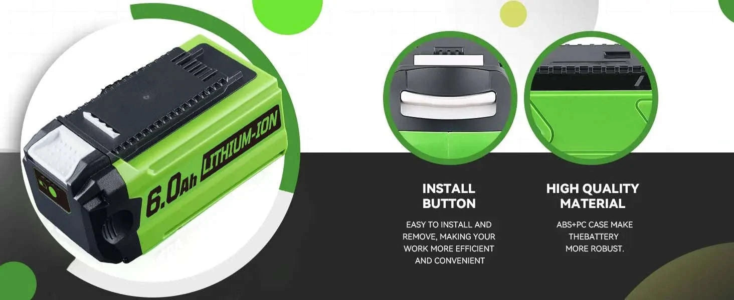 40V 6.0Ah Lithium-Ion Replacement Battery-2PCS 6.0Ah / 18V / United States