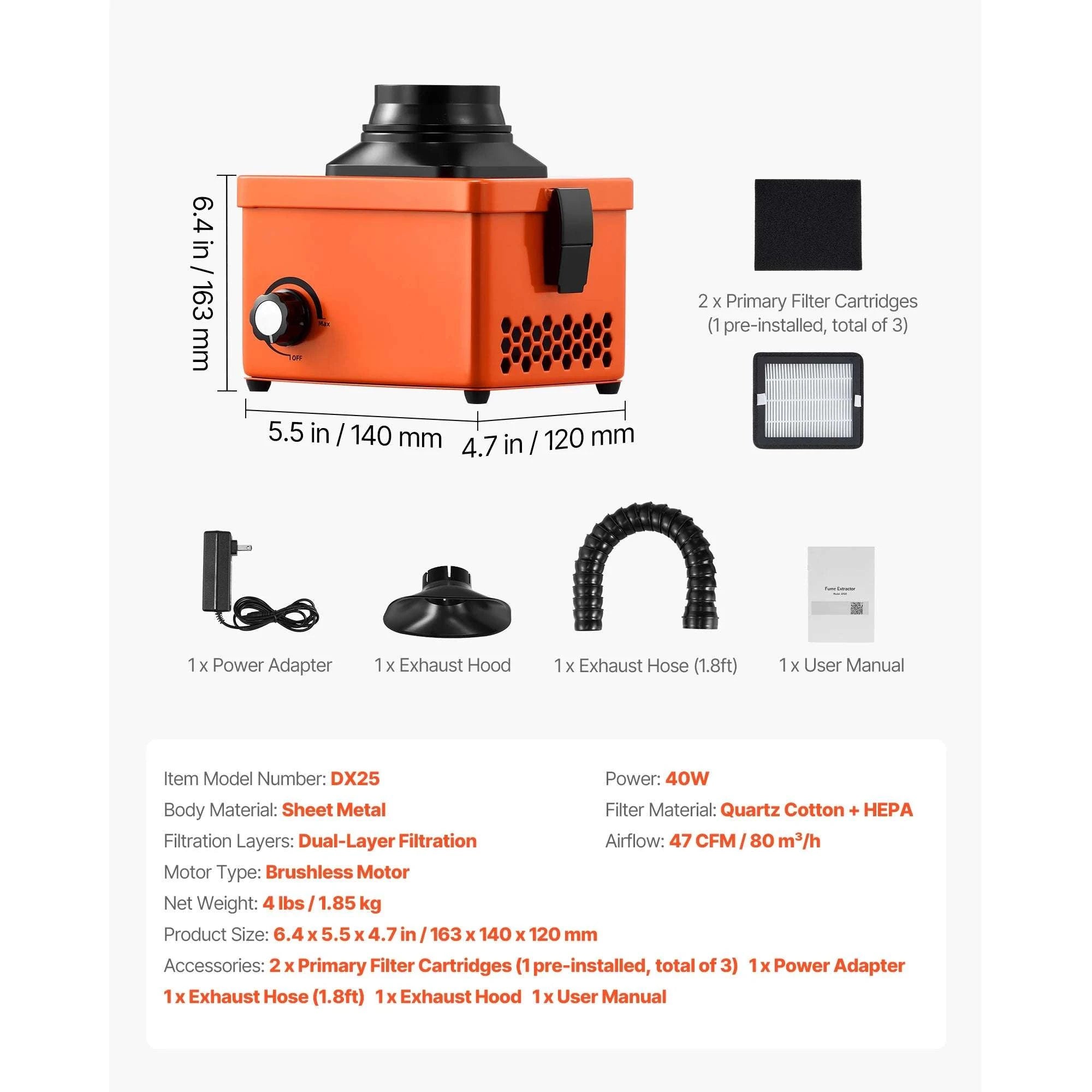 40W Solder Fume Extractor with Dual Filters & Adjustable Airflow-47 CFM / United States