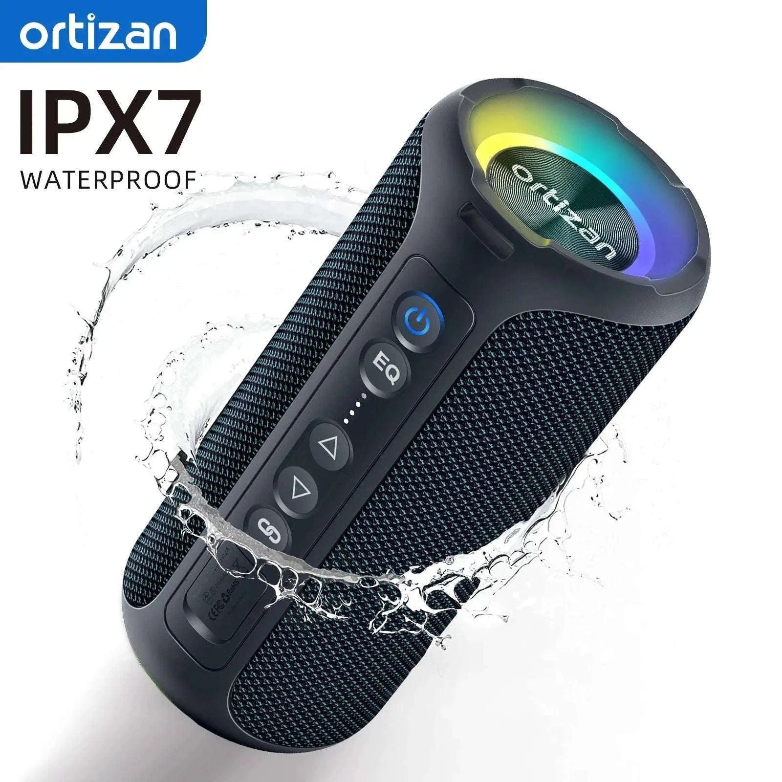 40W Waterproof Bluetooth Speaker with Deep Bass, Lights & 30H Playtime-Blue