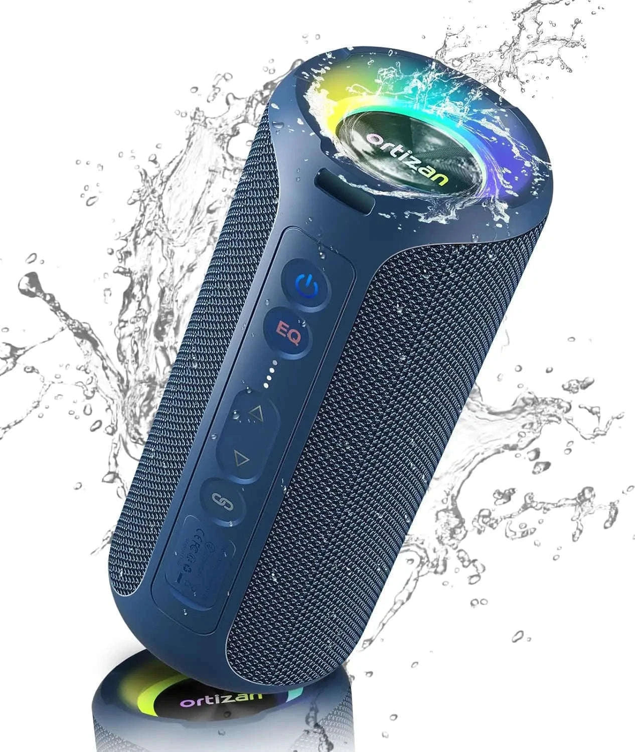 40W Waterproof Bluetooth Speaker with Deep Bass, Lights & 30H Playtime-Blue
