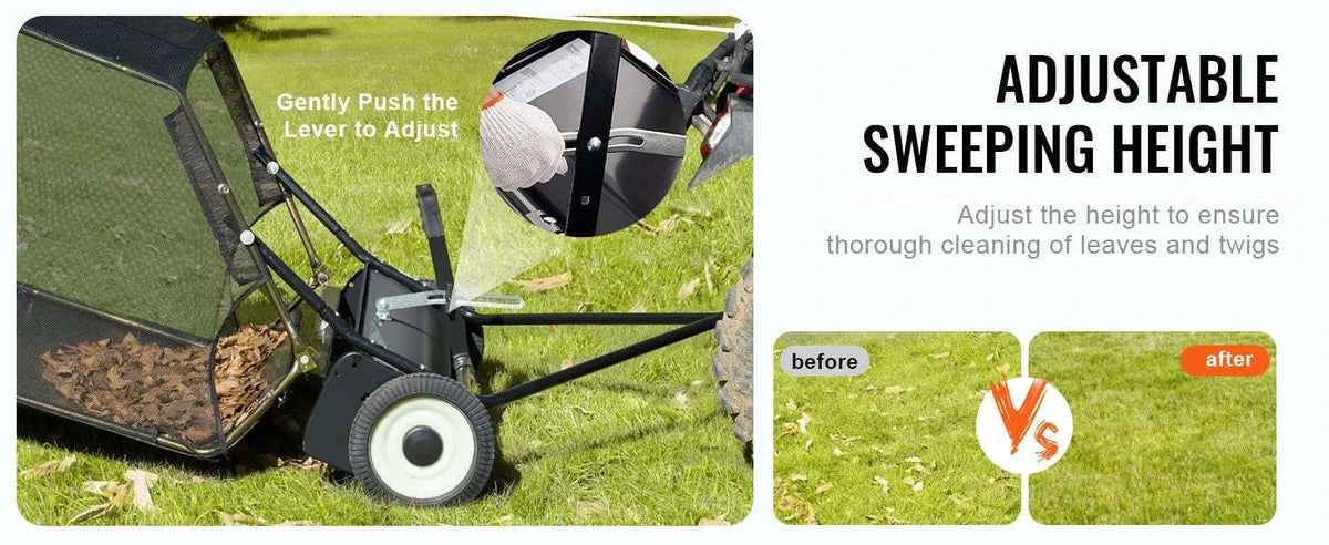 42-Inch Tow-Behind Lawn Sweeper, 12 cu.ft. Leaf and Grass Collector-Germany