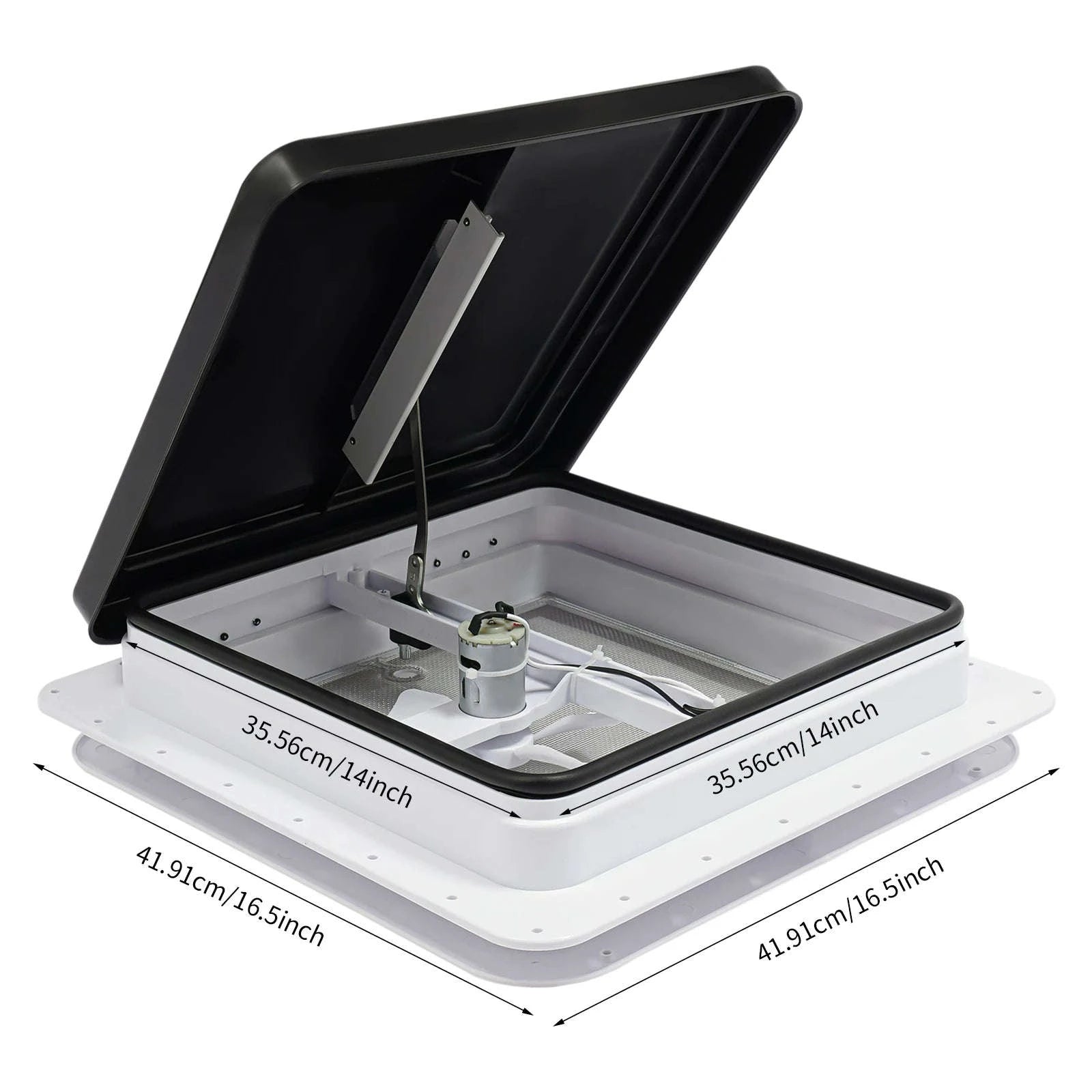 42x42cm RV Roof Vent Skylight with Insect Screen-Black and White / Germany