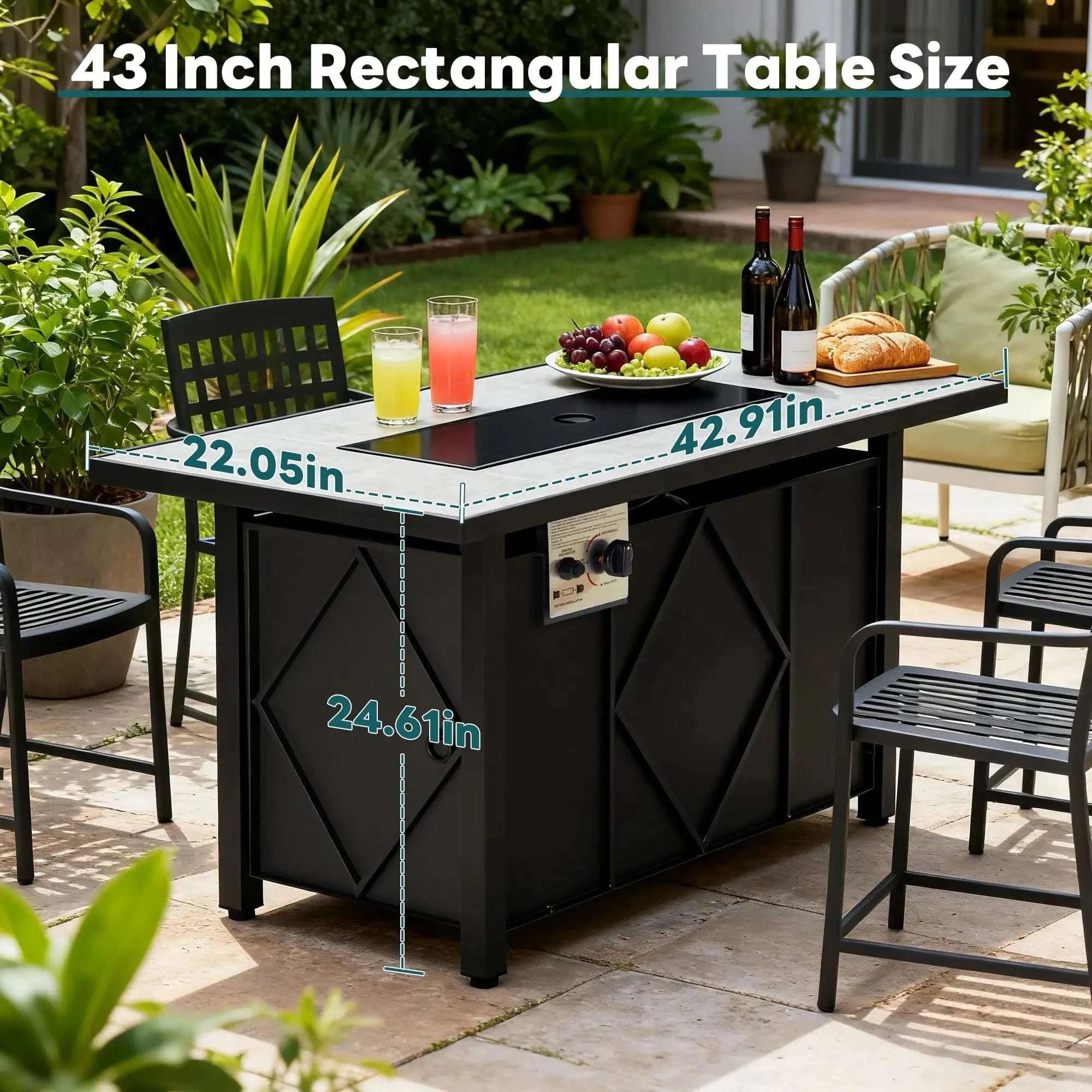43" Propane Fire Pit Table 50,000 BTU Outdoor Patio Heater-black / United States
