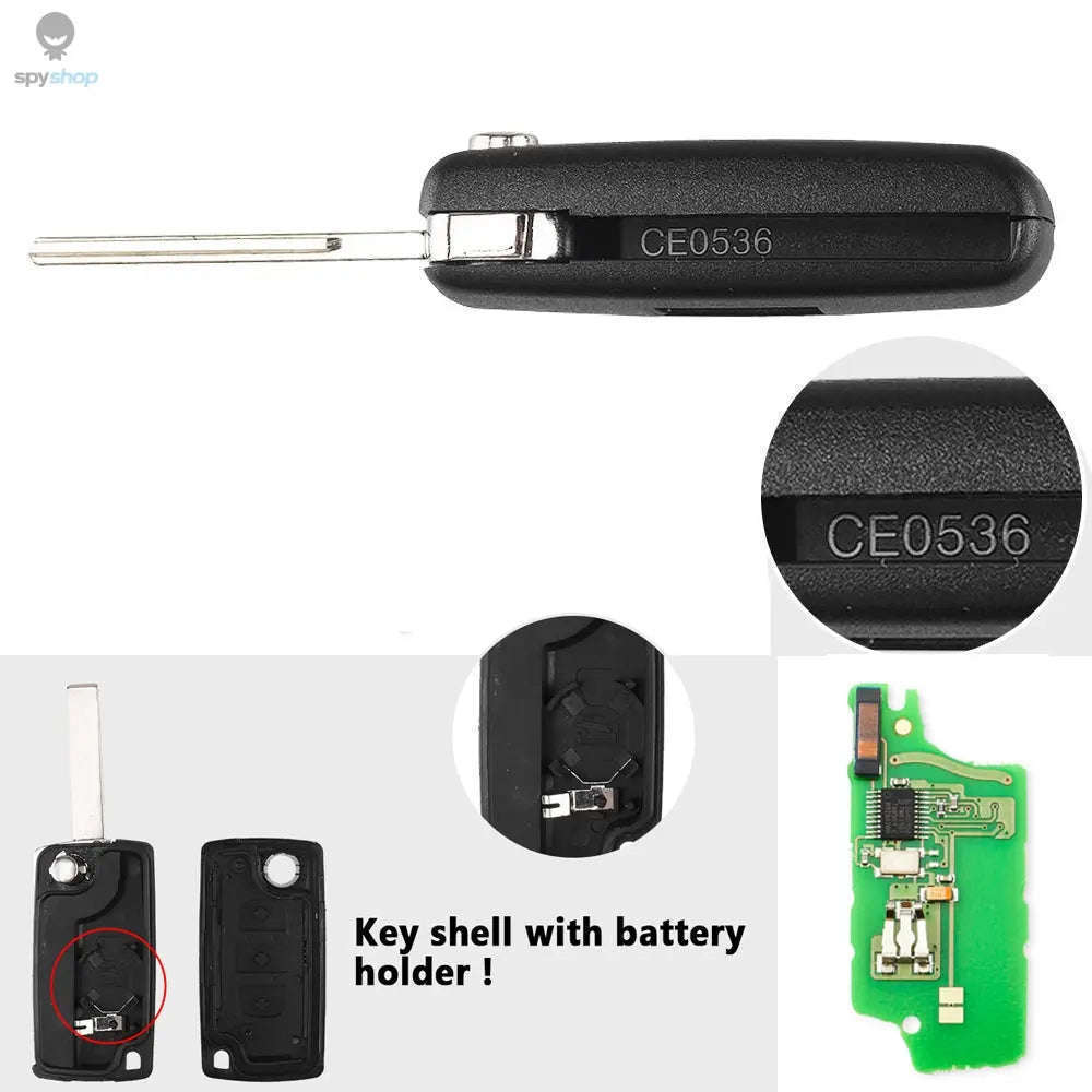 433MHz Flip Remote Car Key for Citroen & Peugeot Models-2BTN HU83 CE0523 / ASK For Citroen