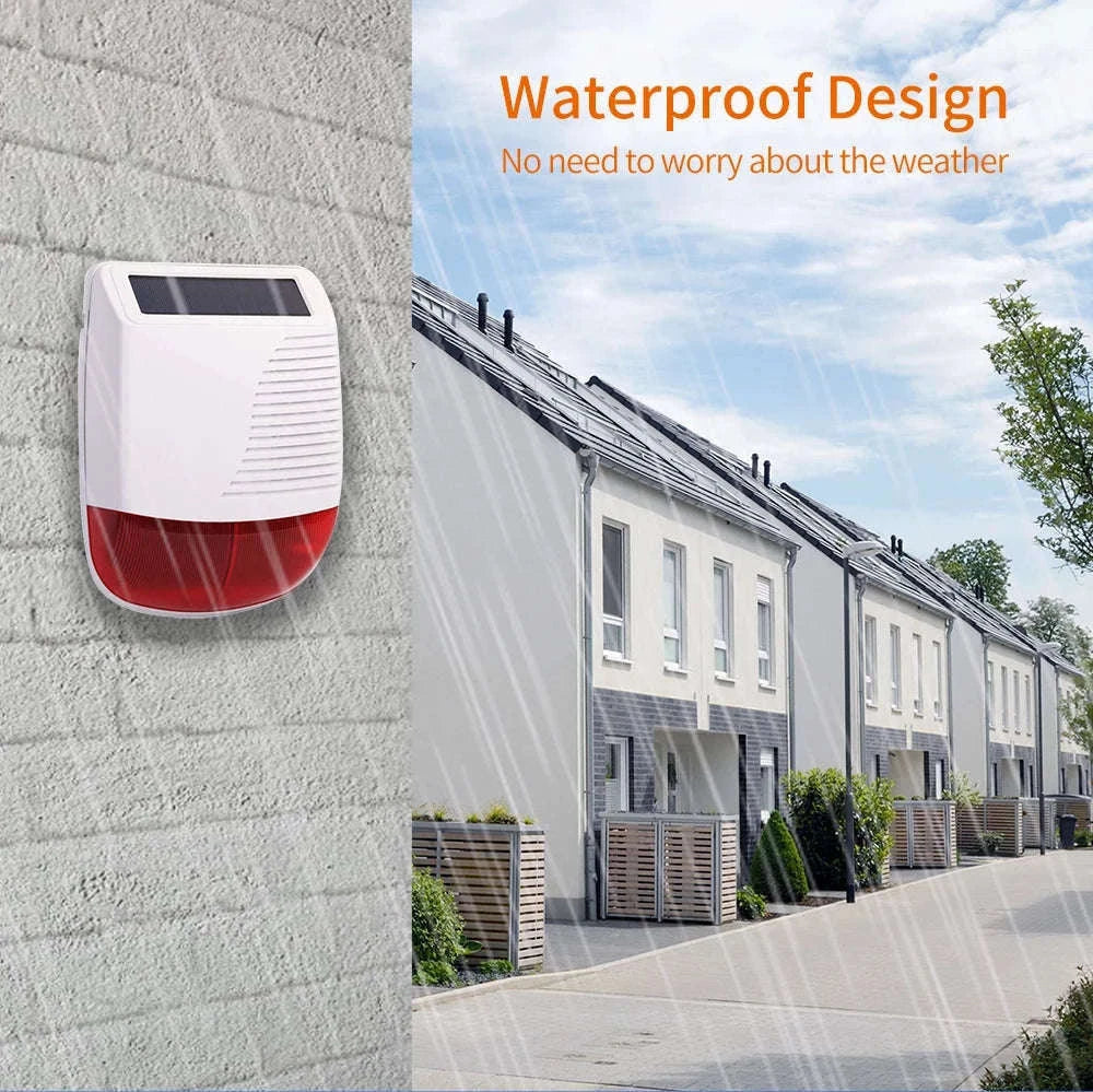 433MHz Outdoor Solar Wireless Siren for Perimeter Security-Red