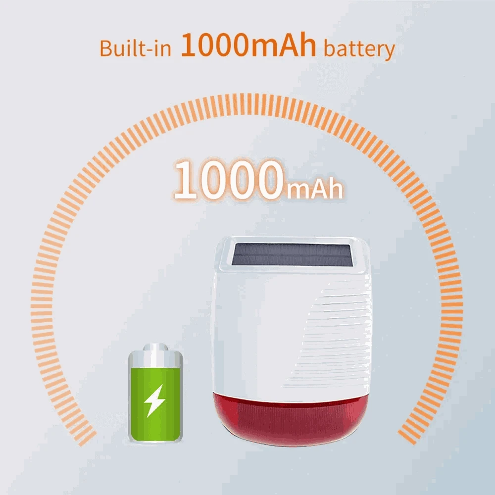 433MHz Outdoor Solar Wireless Siren for Perimeter Security-Red