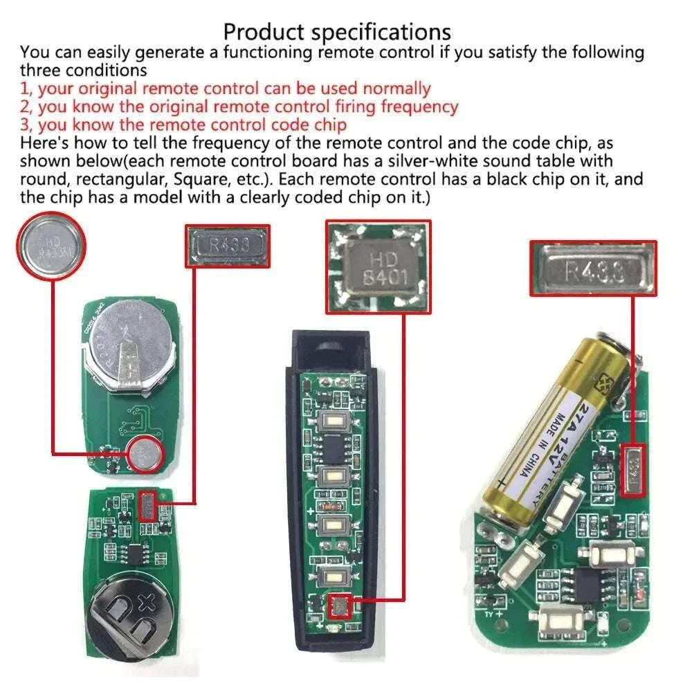 433MHz Remote Duplicator for Garage Door and Gate Remotes-5pcs 433Mhz Remote