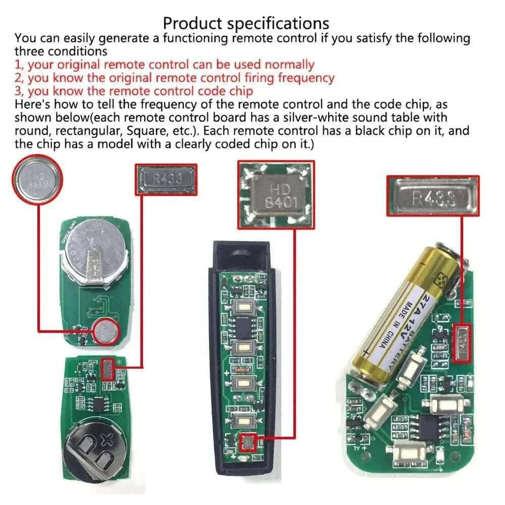 433MHz Remote Duplicator for Garage Door and Gate Remotes-5pcs 433Mhz Remote