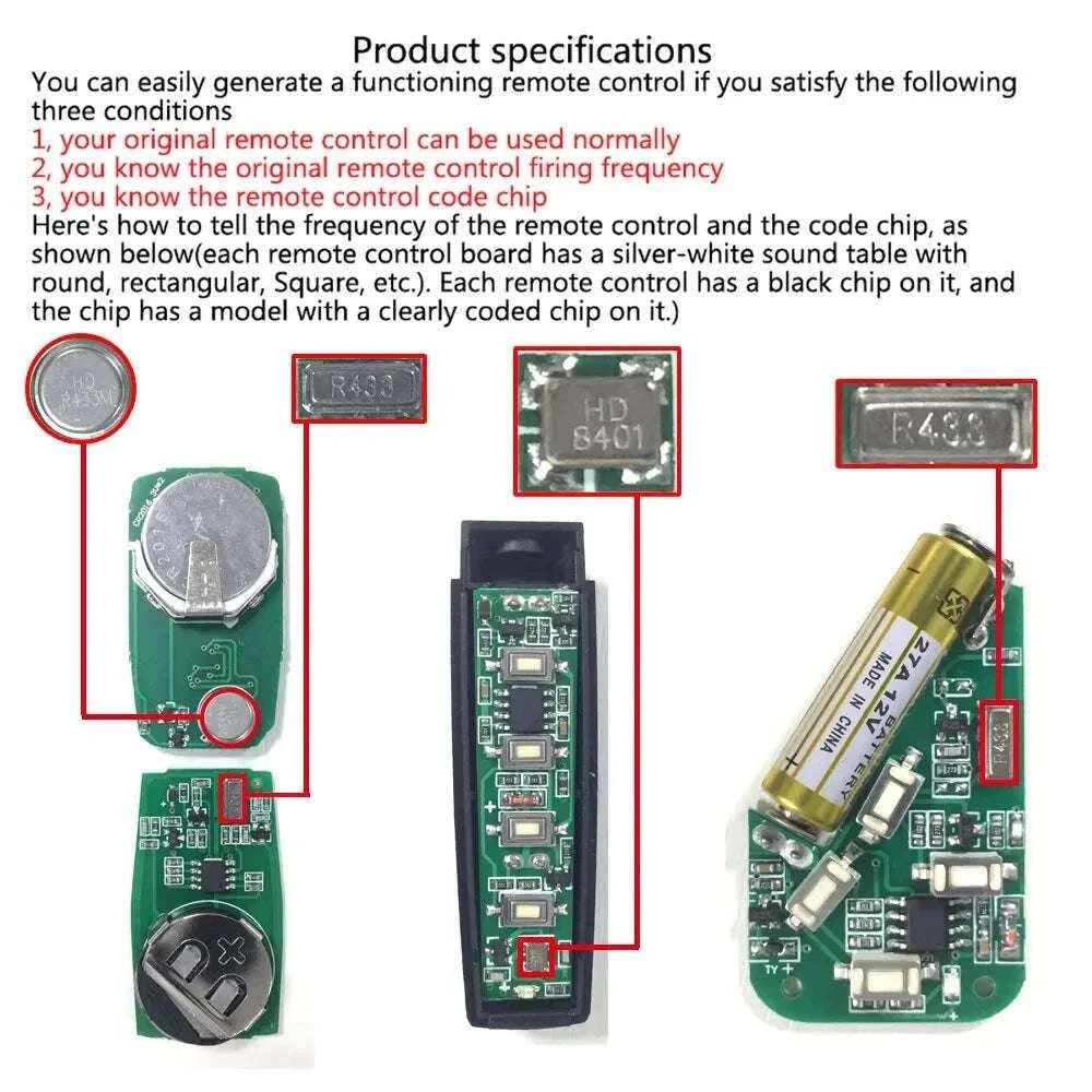 433MHz Remote Duplicator Garage Door Clone Transmitter-5pcs 433Mhz Remote