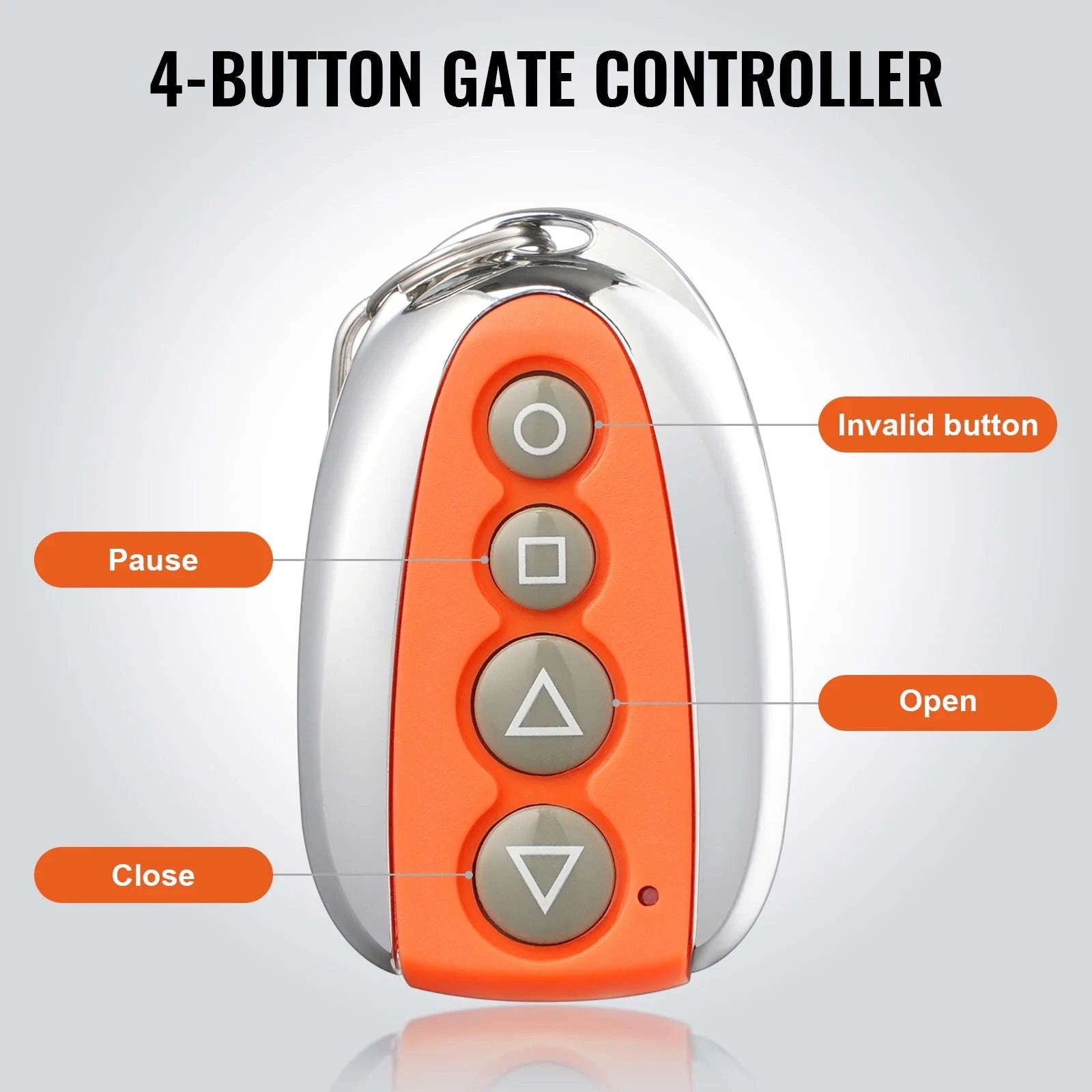 433MHz Sliding Gate Remote with 4 Buttons & 131ft Range-Orange / United States
