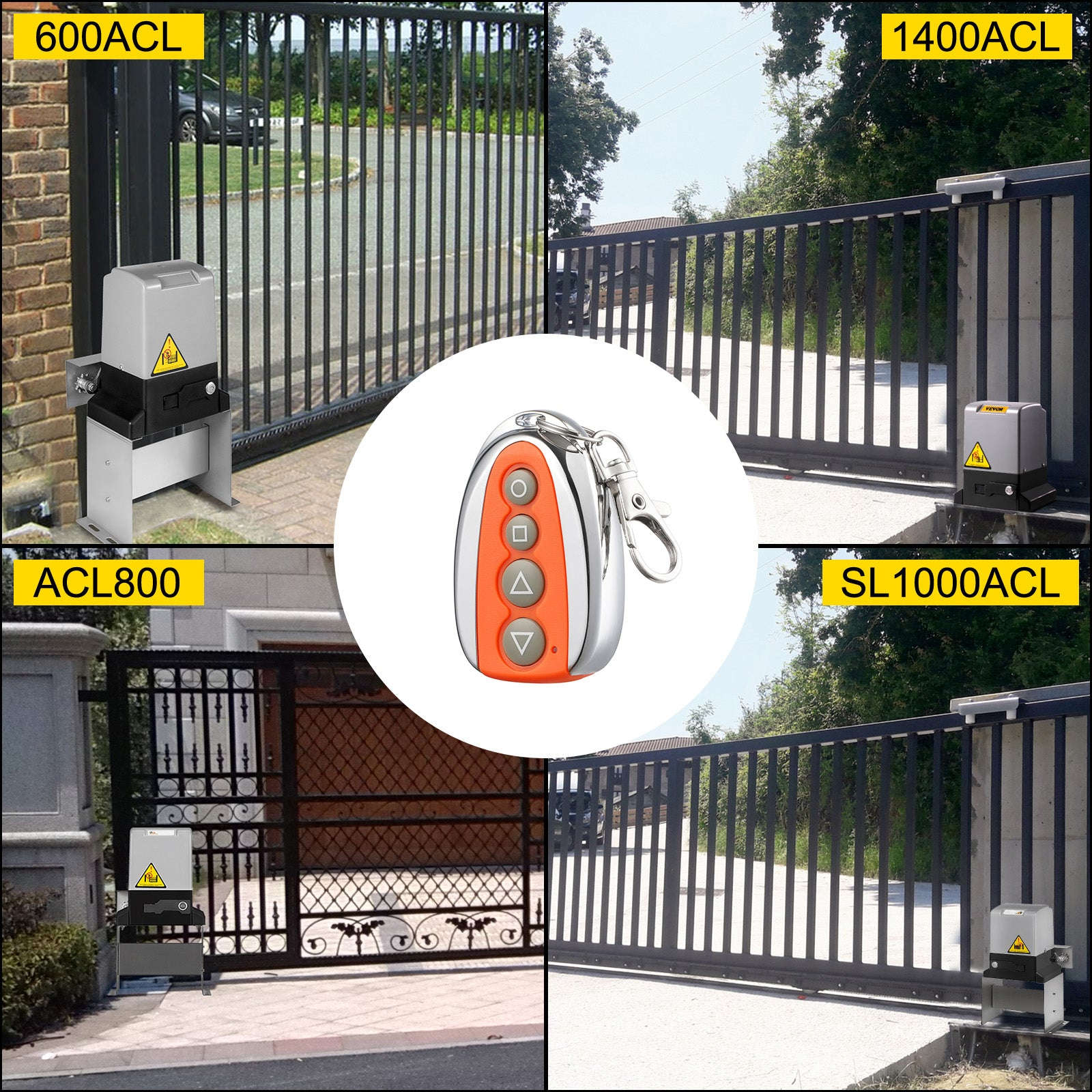 433MHz Sliding Gate Remote with 4 Buttons & 131ft Range-Orange / United States